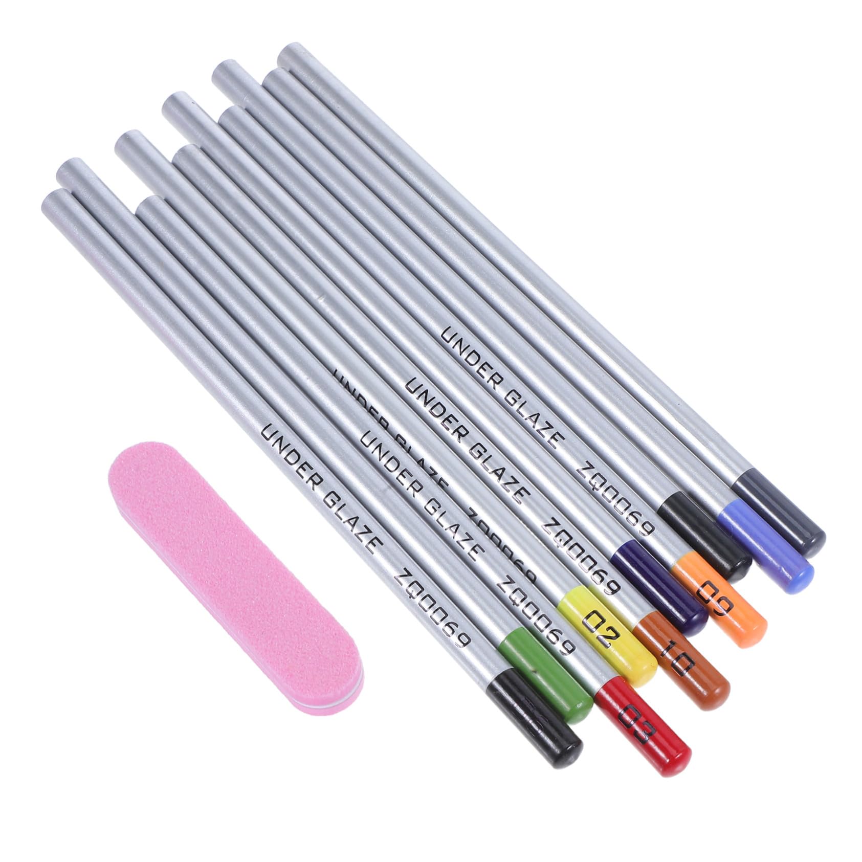 Lot de 10 Set de Set de Crayons de Couleur en Céramique sous Glaçure en Bois, Outils de Dessin Précis pour Poterie, Kit Complet pour Création Artistique et Esquisse