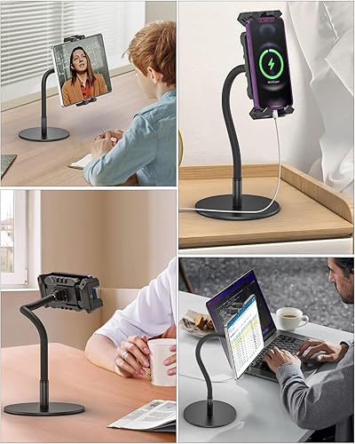 Miniatura 8 de Soporte para tablet para escritorio, soporte ajustable con cuello de cisne con rotación de 360 para iPad ProAirMini, Kindle Fire Hd, Galaxy Tabs y