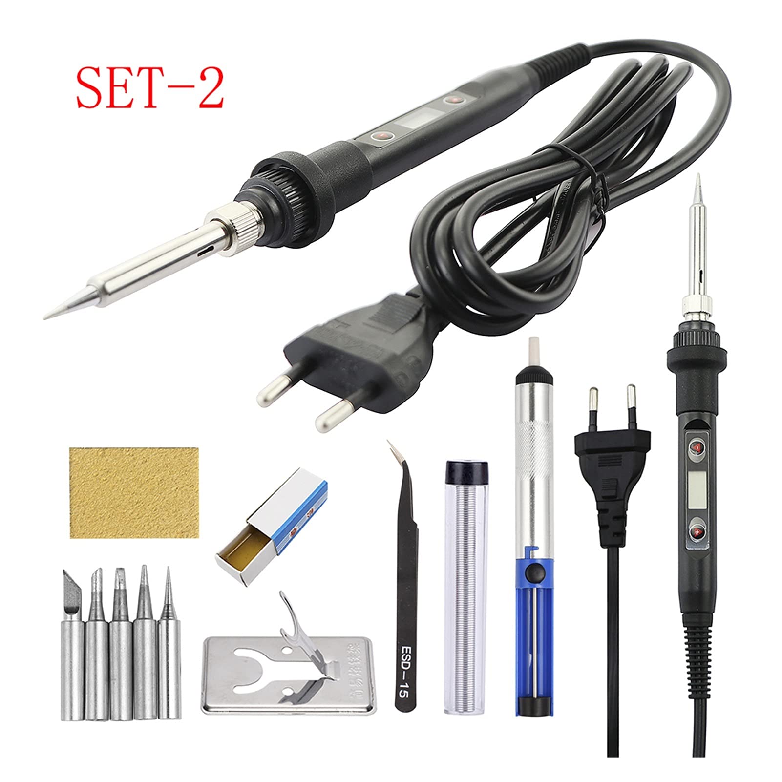 Stazione Saldante, Temperatura di saldatura da 80W regolabile LCD. Digital 11. 0V 220 V. Set di ferro Electric Solder Renwork Kit di riparazione della stazione dississo(SET-1)