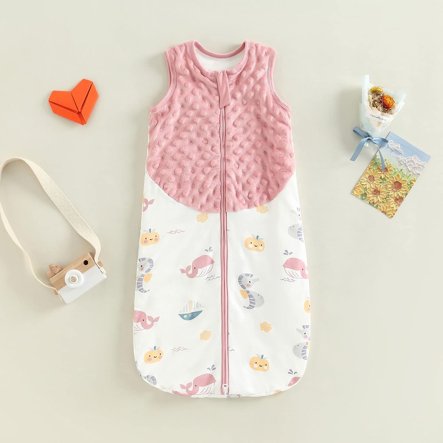Newborn Baby Girl Boy Cute Cartoon Zip Up Sleep Sack Wearable Swaddling Blankets