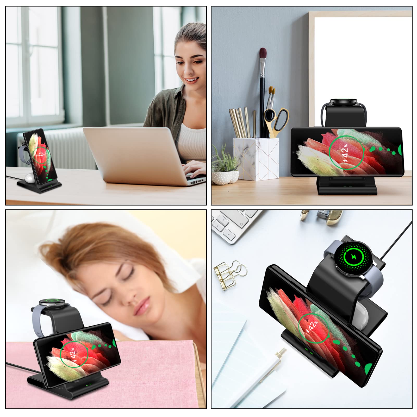 Buy 3 in 1 Wireless Charging Station Docking for Samsung Multiple