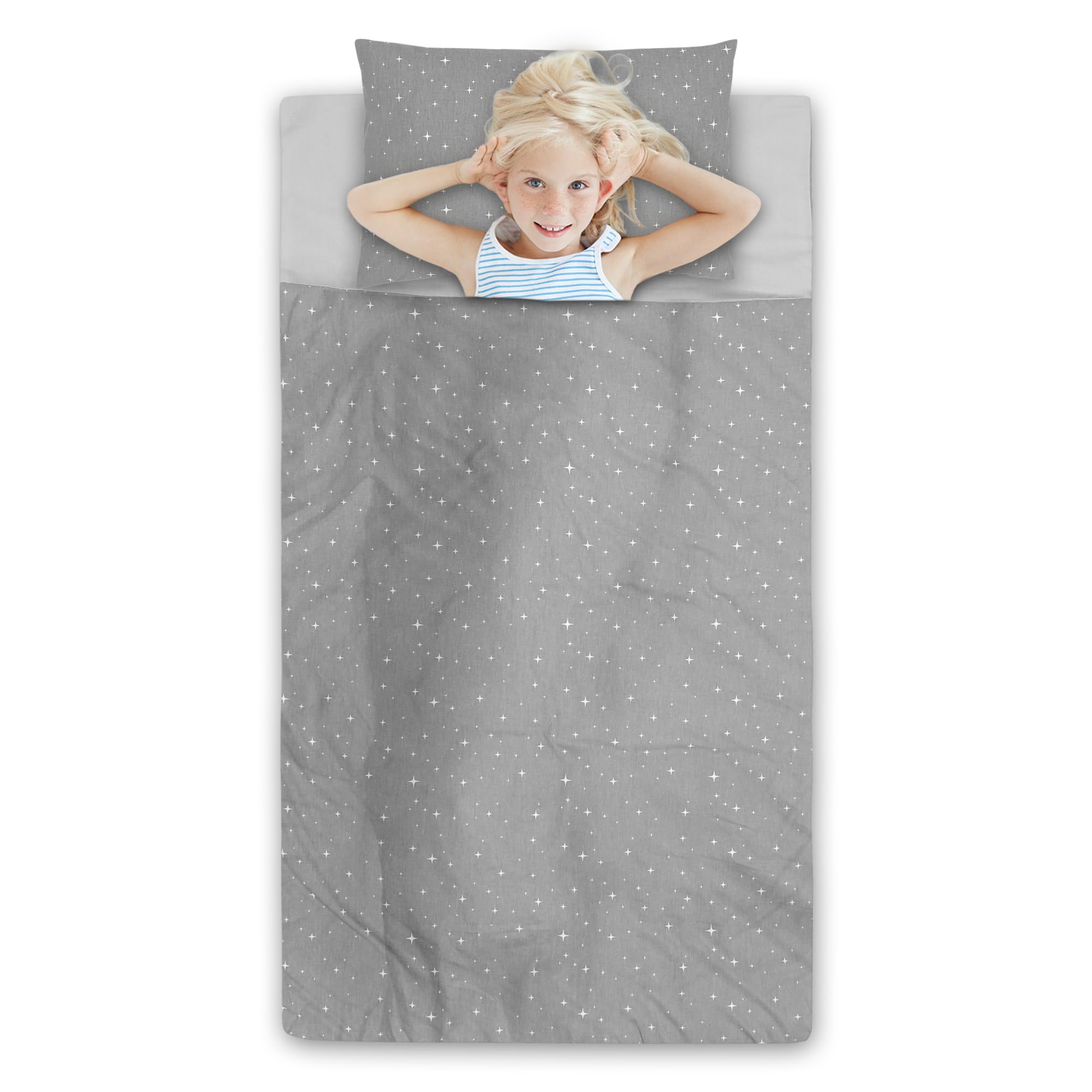 Sacco a pelo per bambini con cuscino e cerniera per bambini da 3 a 7 anni - 140 x 75 cm sacco a pelo per interni per asilo e scuola materna con coperta integrata Oeko-Tex