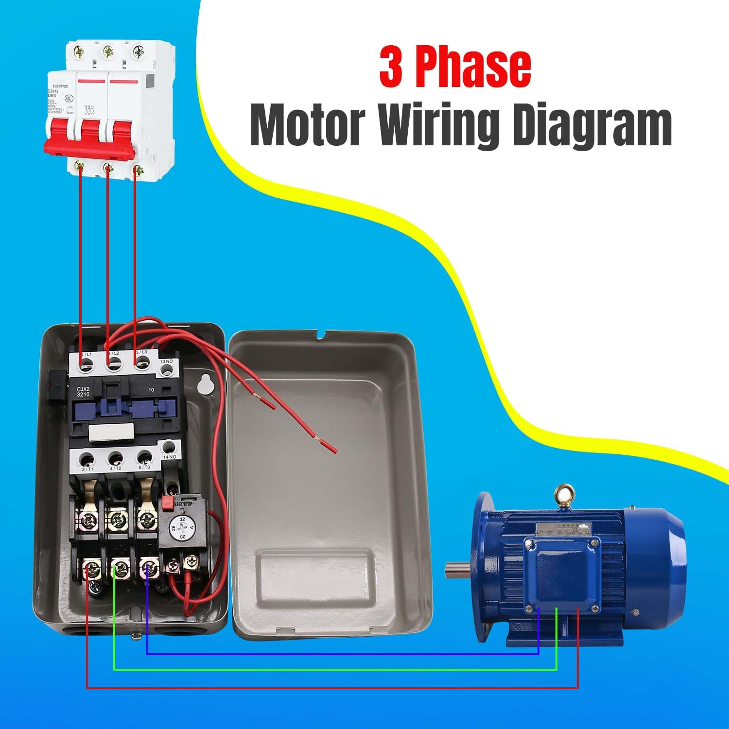 Arrancador magnético de motor eléctrico, 220 V, 5,5 kW, 7,5 HP, interruptor magnético lateral, interruptor magnético monofásico o trifásico para compresor de aire