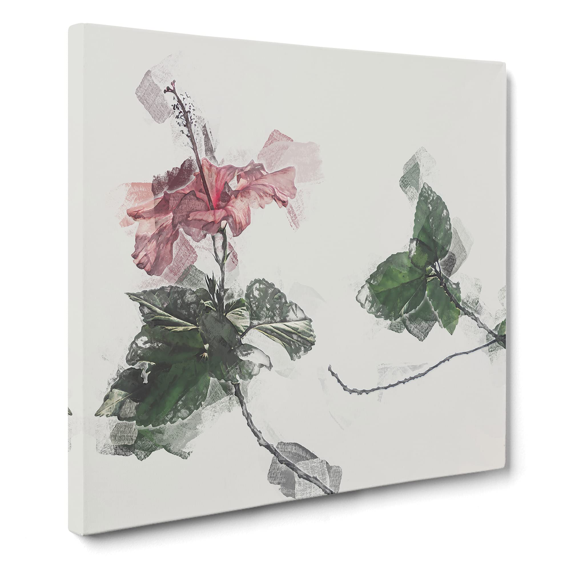 Pink Hibiscus Plant Canvas Print, Mixed, 35L x 35W cm