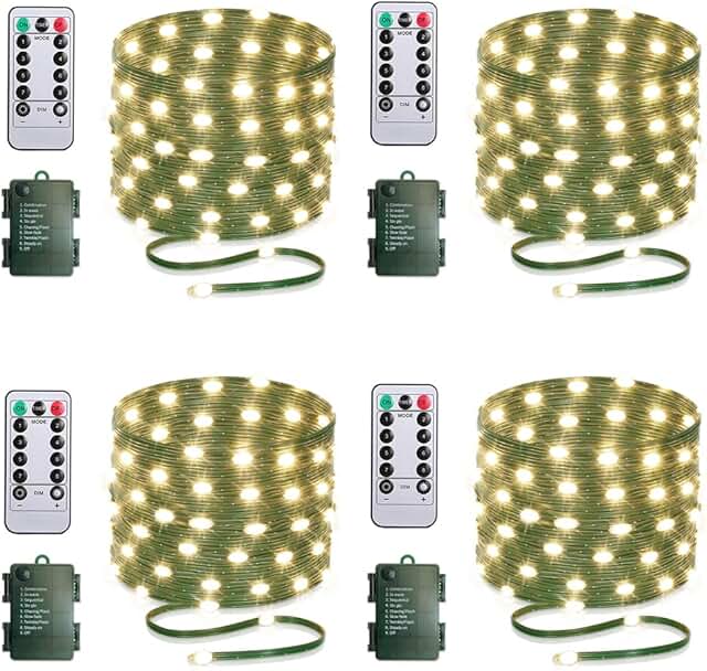 Battery Operated String Lights (4 Pack), 16.5ft 50 LED Fairy String Ligh...
