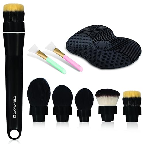 Brocha de maquillaje eléctrica – Juego de brochas de maquillaje profesional con 5 cabezales intercambiables – Brocha de maquillaje giratoria de 360