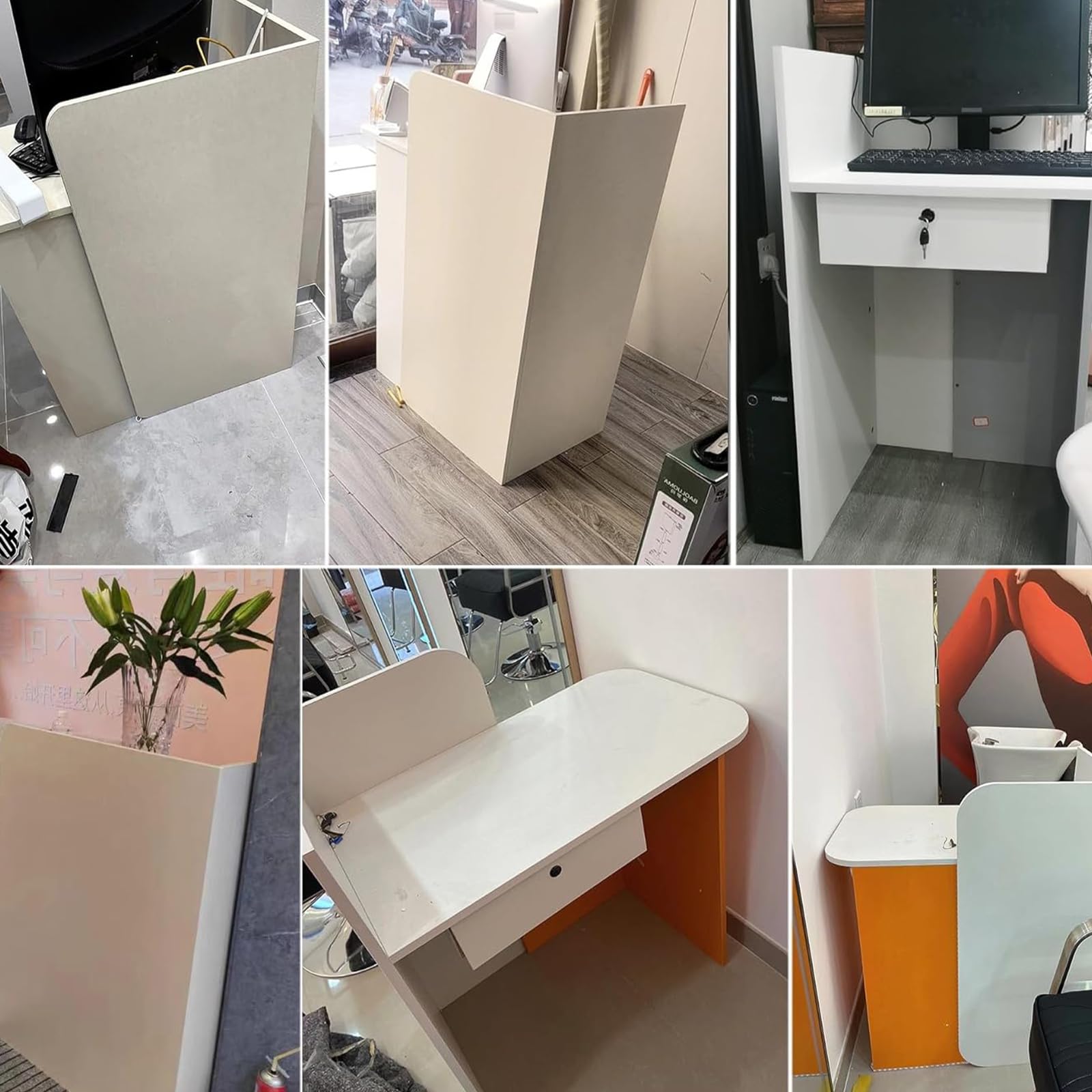 Einzelhandelstheke mit Schubladen, Messetheke Stehpult, Empfangstheke mit Schubladen, Hotel, Salon, Empfang, Kassierer, Rezeption, Supermarkt-Empfangstheke(Schwarz)