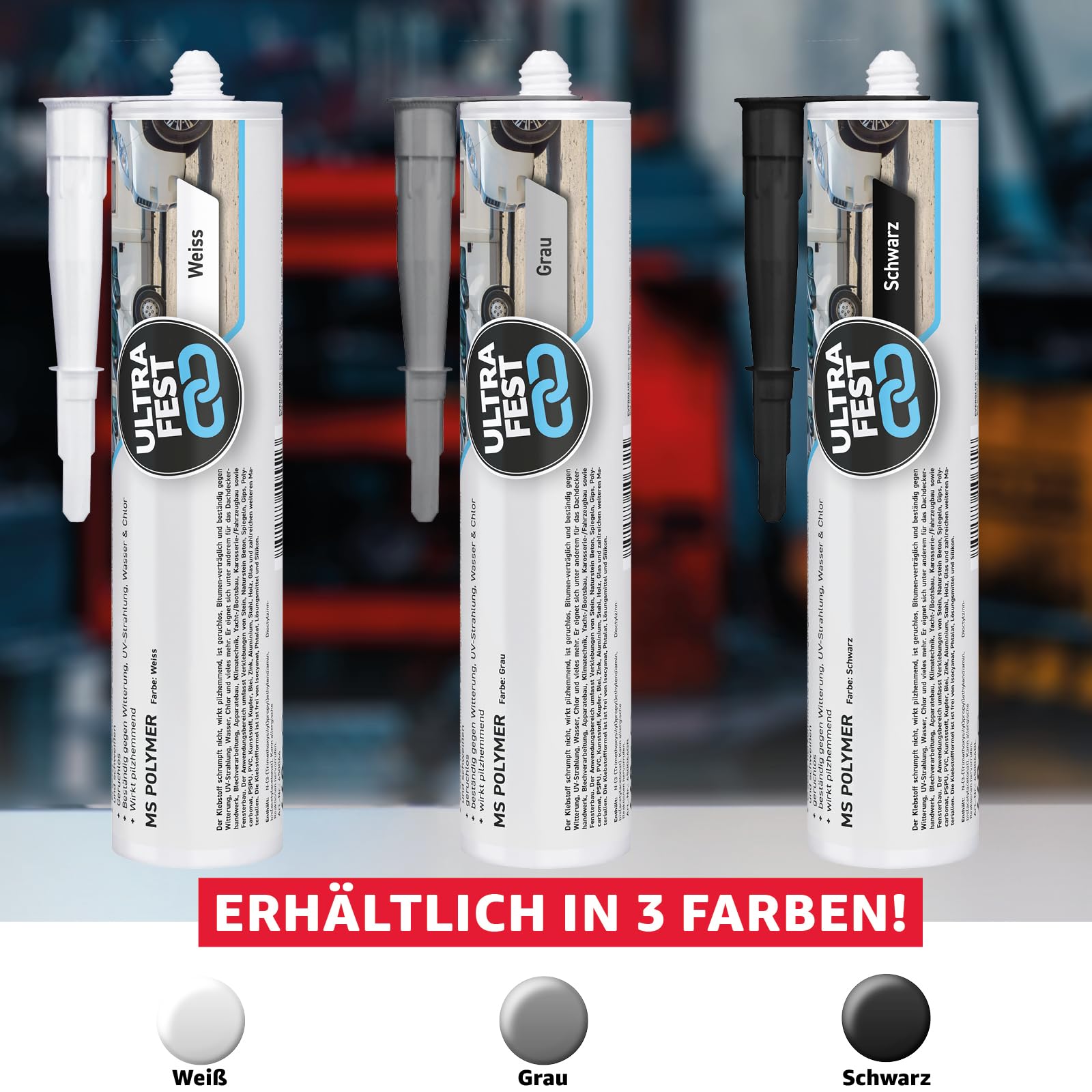 EVERGLUE Caravan Glue 1K MS Montagekleber UV-beständig 440g Kartusche MS-Polymer Kraftkleber extra stark elastischer Kleb-und Dichtstoff zum Kleben und Abdichten am Camper, Caravan, Wohnmobil