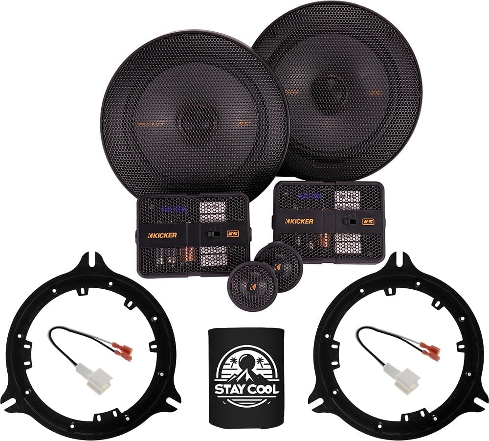 KICKER Speakers 6.5 inch for Nissan Frontier 2022-2024 Upgrade Kit - Pair of KS Series with Adapters and Harness, Component 6 1/2 Car Audio Rear Door Speaker KSS650, 51KSS6504