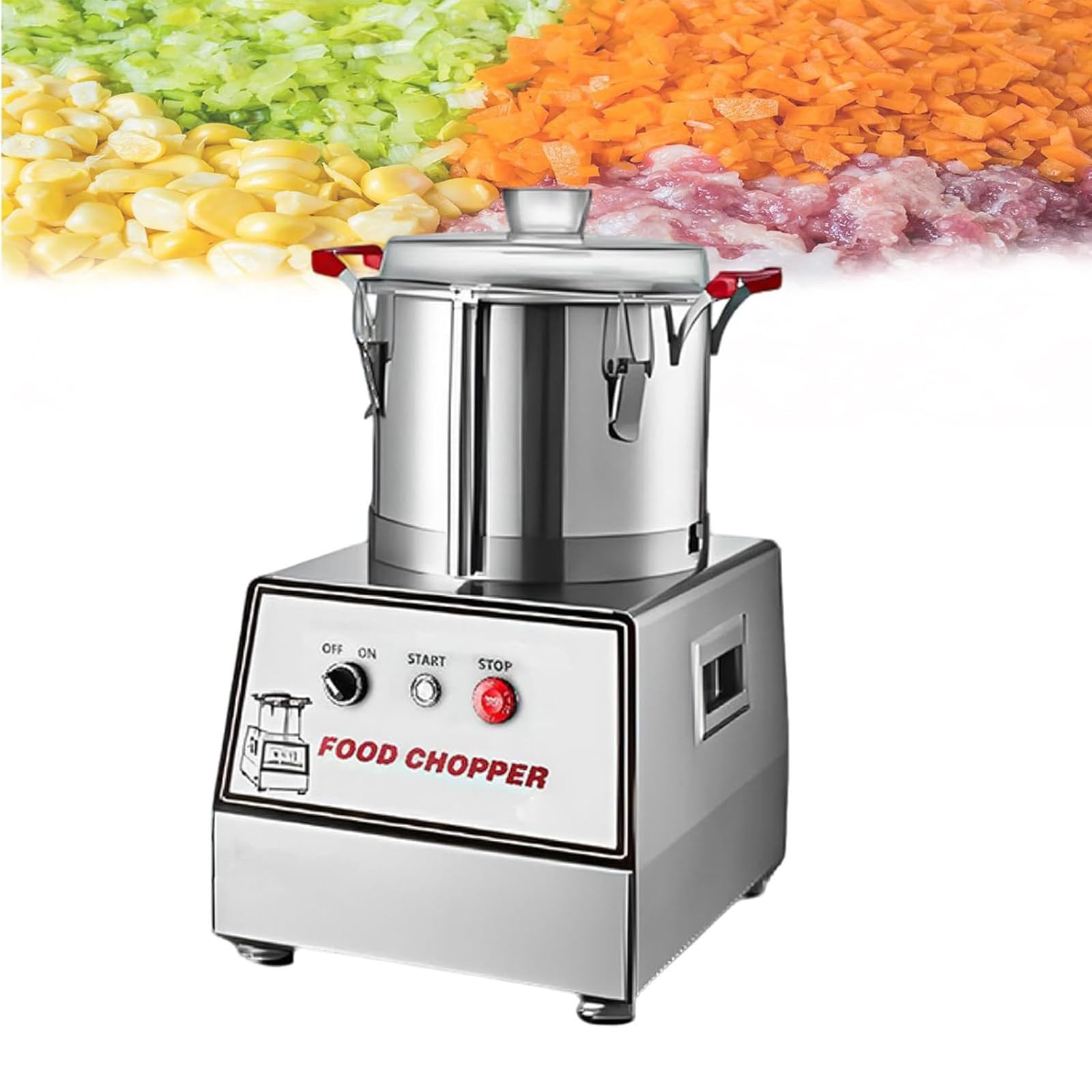 HajMyrdonyx 1400W Stainless Steel Food&Vegetable Processors, Multi-Functional Chopper Meat Grinder Machine with Large Feed Port and Removable Stainless Steel Bucket, 1400RPM/min and 150KG/H 15L