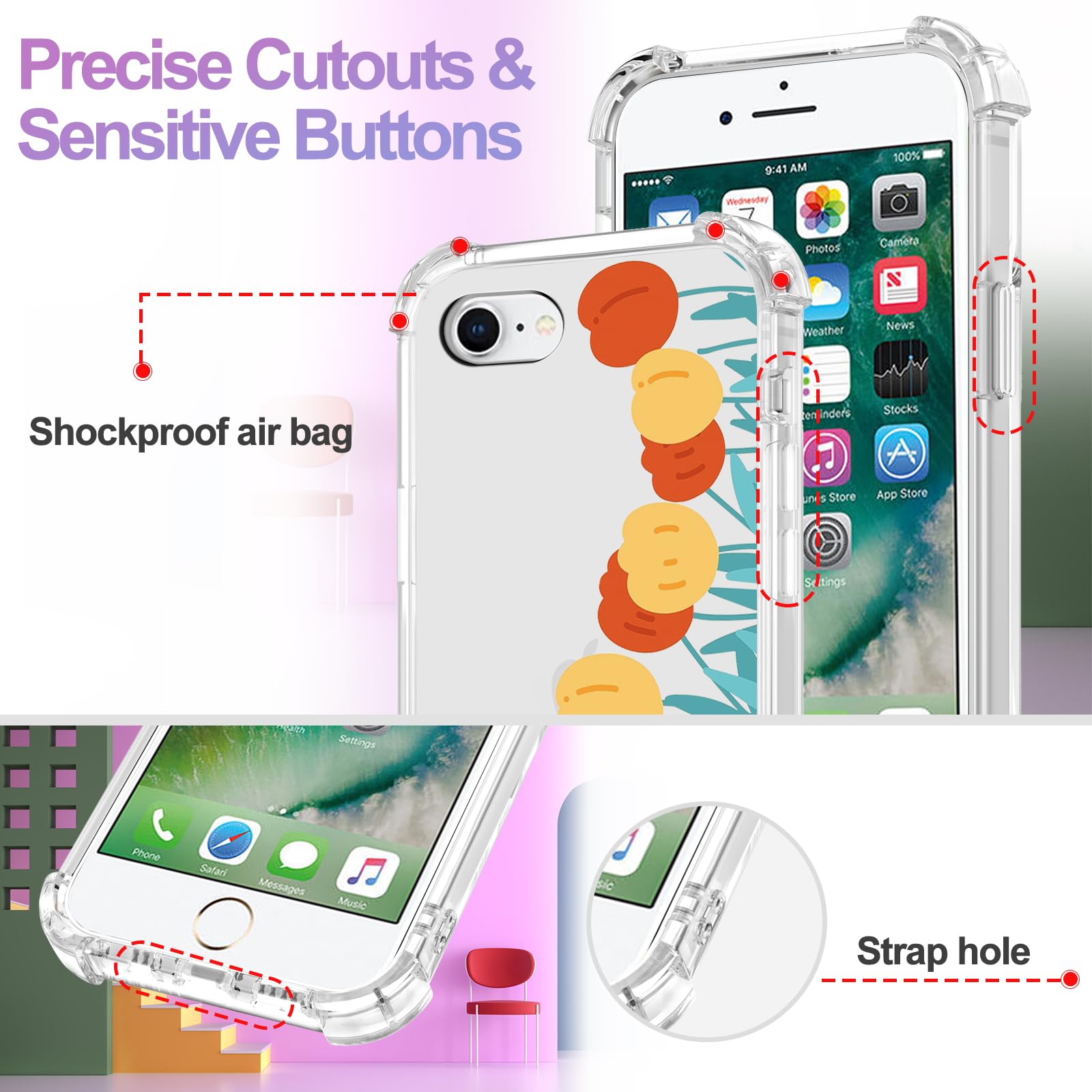 Cover per iPhone 6 / iPhone 6s, Custodia TPU in Trasparente Silicone Flessibile Morbida e Sottile, Antiurto Anti-graffio Protezione Cover per iPhone 6 / iPhone 6S(4.7 inch), Modello-39