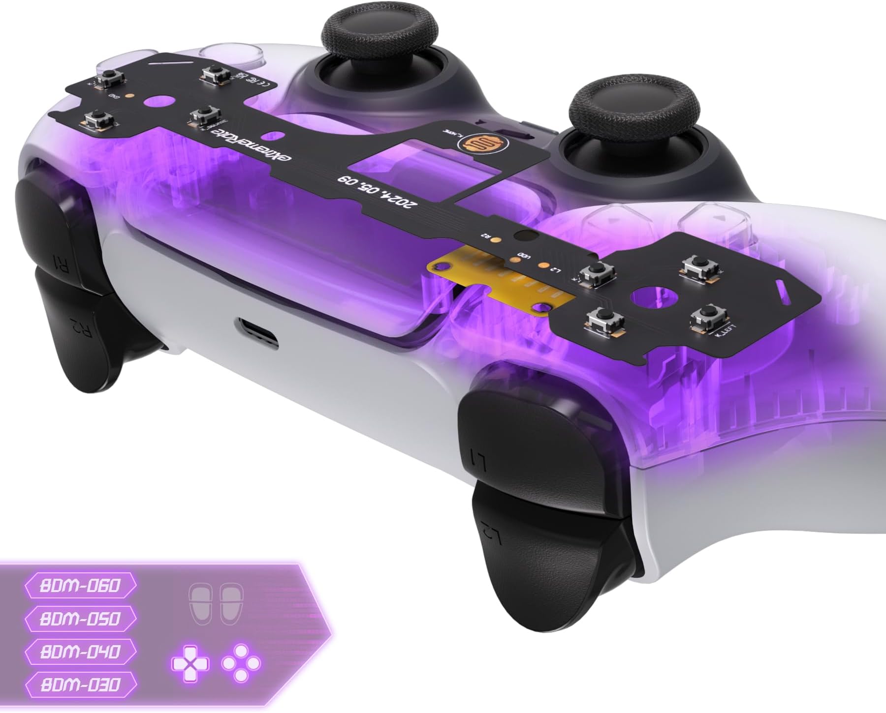 eXtremeRate Face Clicky Kit for PS5 Controller BDM 030 040 050 060 Face Buttons, Custom Hard Silicone Tactile Switch Dpad Action Buttons Mouse Click Kit for PS5 - Without Controller