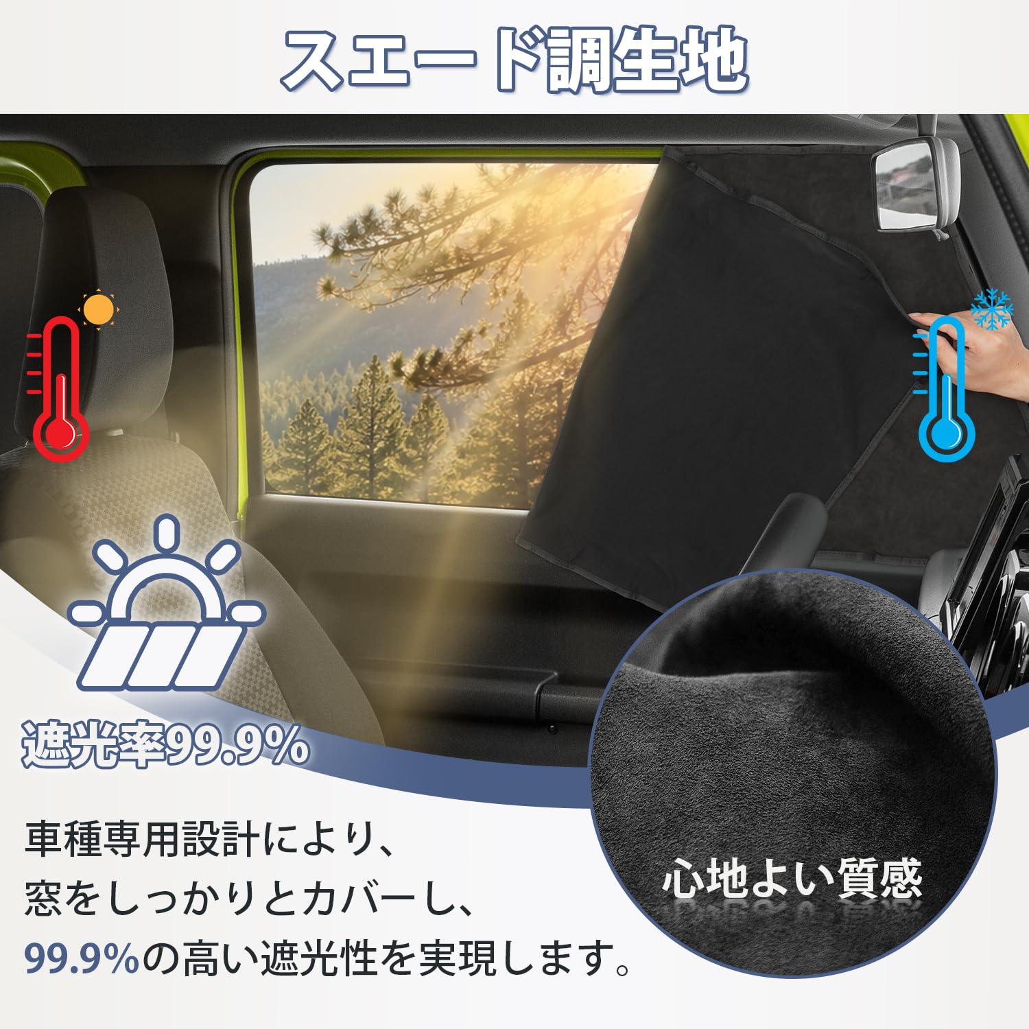 Vidoya ジムニー JB64 マグネット式 カーテン ジムニー シエラ JB74 車中泊 カーテン 99.9%遮光 スエード調生地 目隠し 日除け 運転席 助手席 左右サイド バックドア 5枚セット プライバシー保護 ブラック