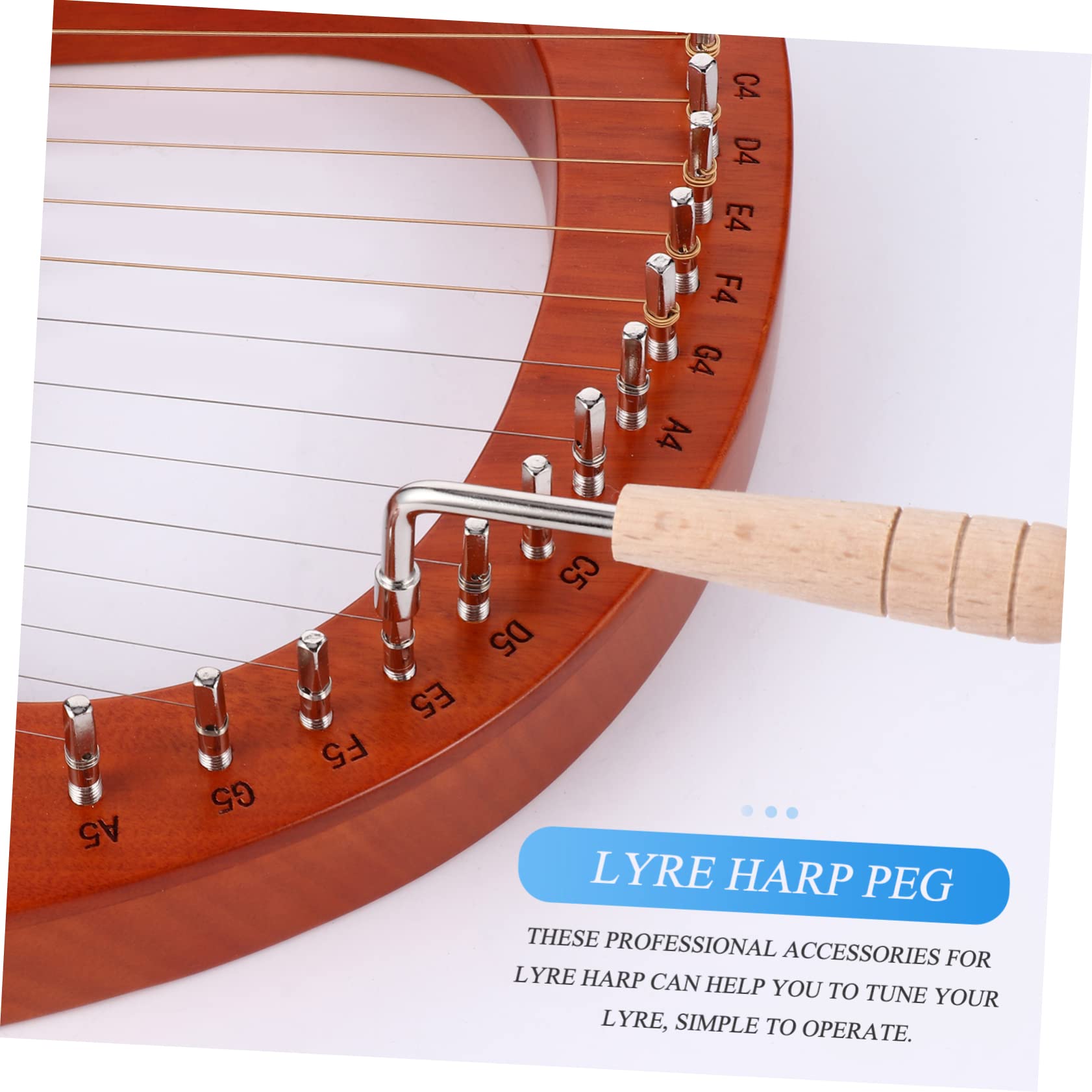JOINPAYA Lyre Harp Tuning Pegs 40.5 * 5mm Replacement Pegs Sturdy Simple Structure for Musicians Enthusiasts for Lyre Harp Players