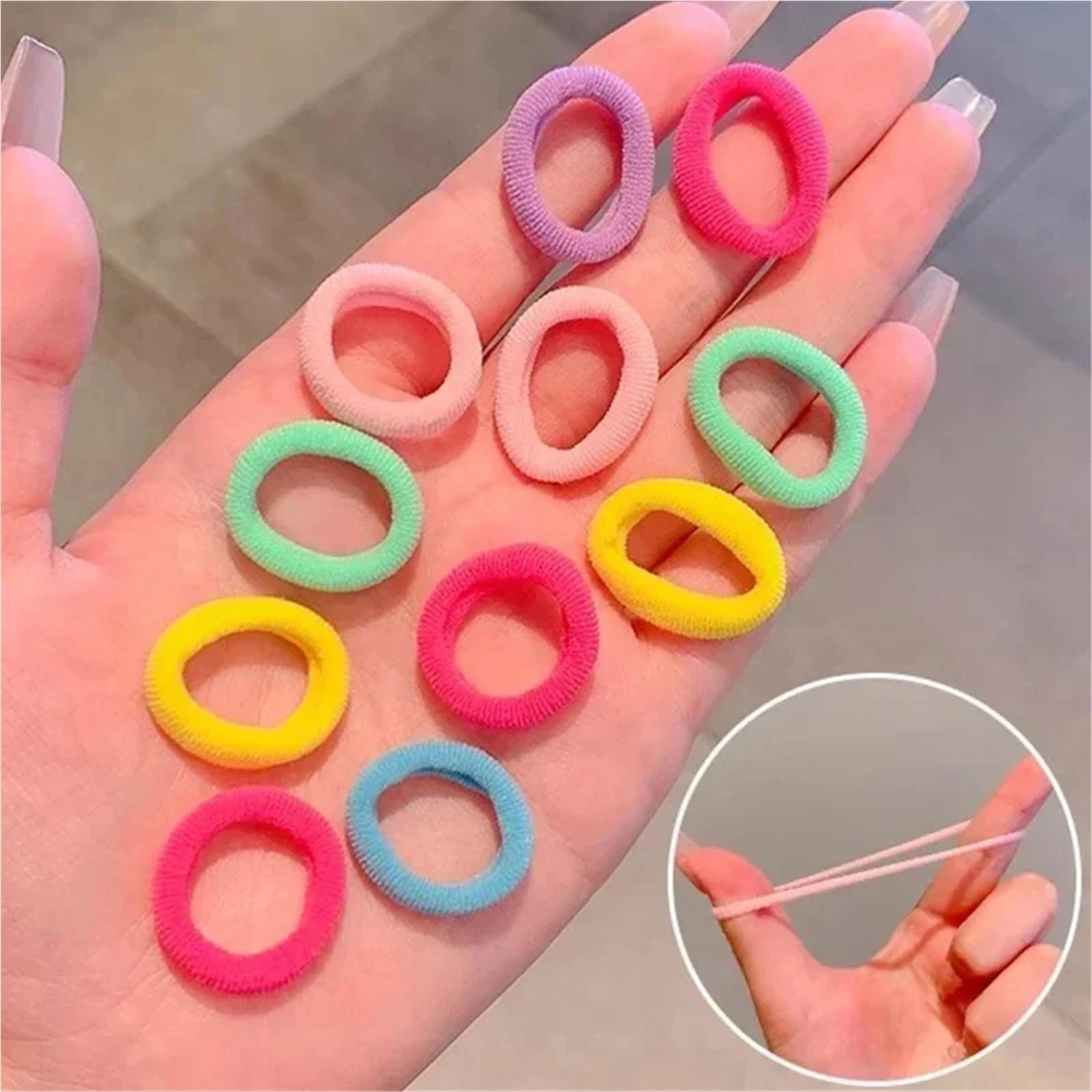 Haargummis, bunt, Nylon, elastisch, für Pferdeschwanz, klein, 5000 Stück (Rosa, Marineblau, Rosa)
