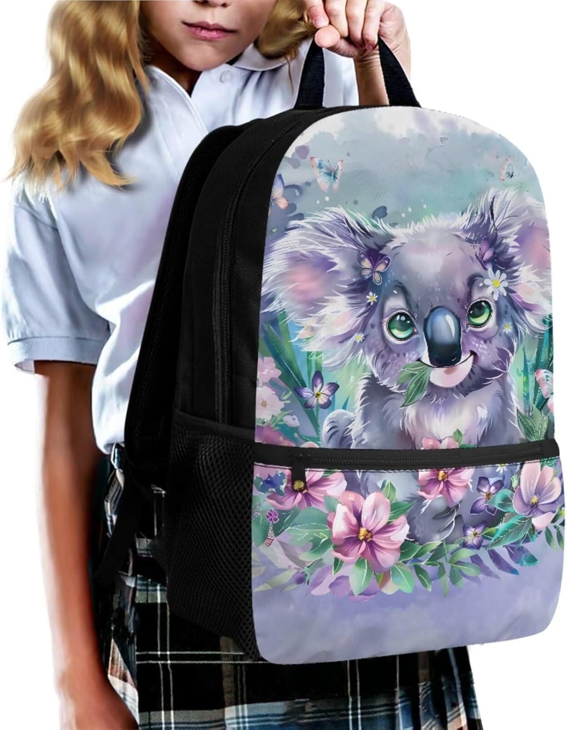 Ystardream Cute Koala Elementary Backpack and Lunch Bag Set for Girls School Bookbags with Side Pockets for Water Bottles Premium Daypack for Student with Pencil Case & Keychain