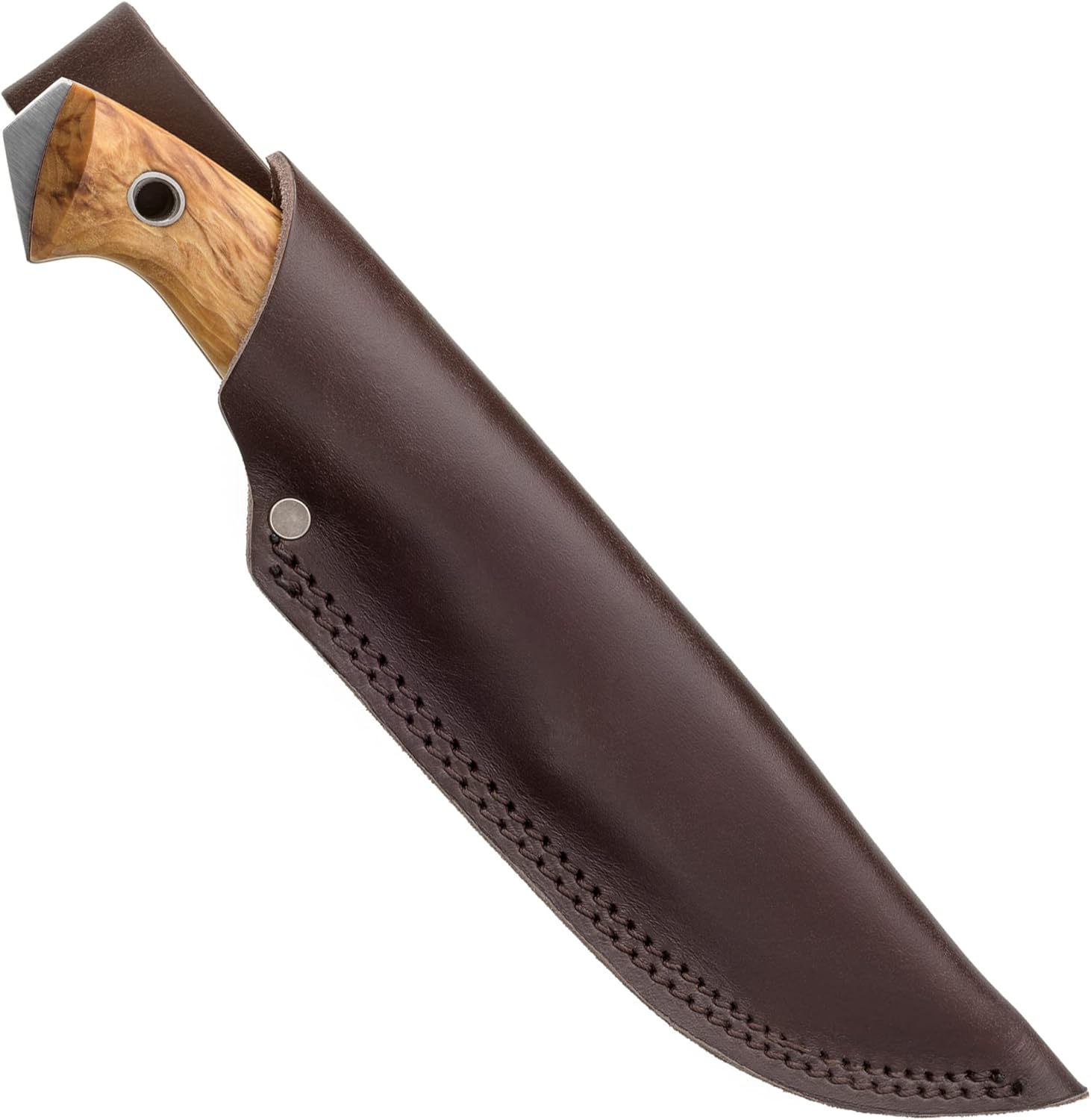 HELLE Knives Utvær - Full Tang Bushcraft Knife, 12C27 Scandi Grind Fixed Blade with Curly Birch Handle - Survival Camping Knife for Hunting and Outdoor Use