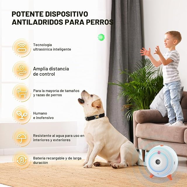 Foto 2 de 8 de Queenmew Antiladridos, Ultrasonidos Ahuyentador de Perros Dispositivo, Automático Antiladridos para Perros