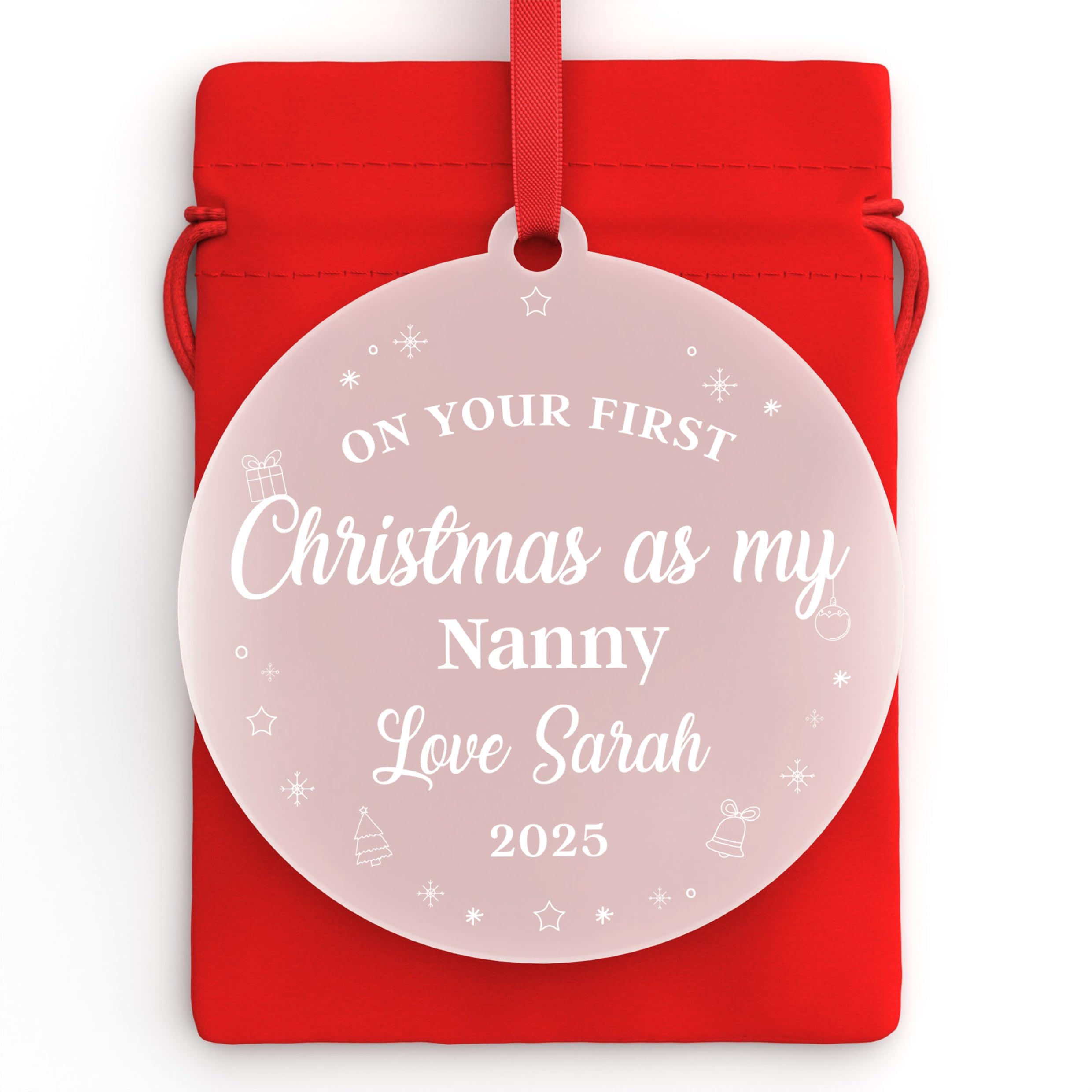 Beecreative First Christmas As My Nanny Gift, Personalised New Grandparent