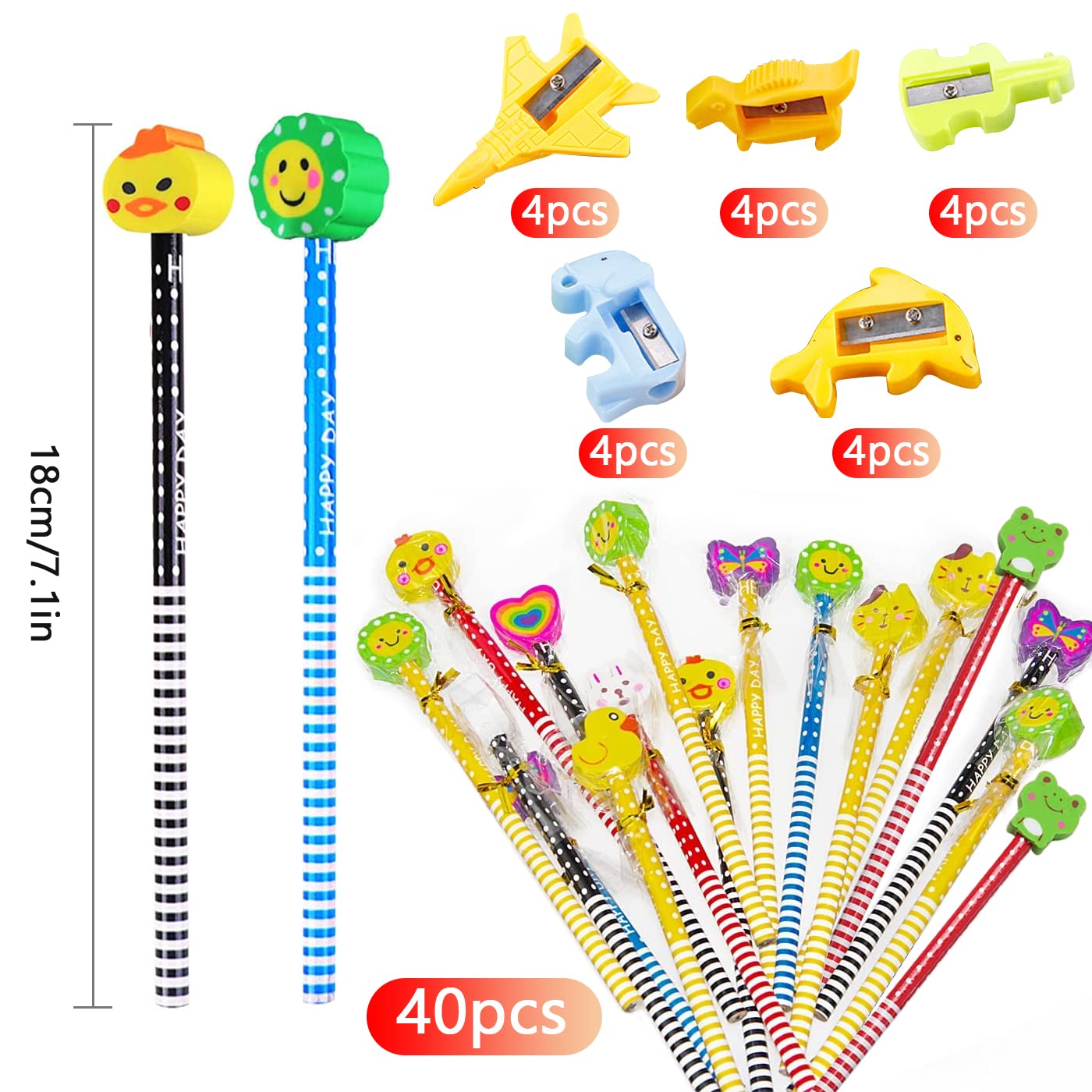 Stapelbare Kunststoff-Bleistifte, 8-in-1, HB, Nachfüllbar, Nicht