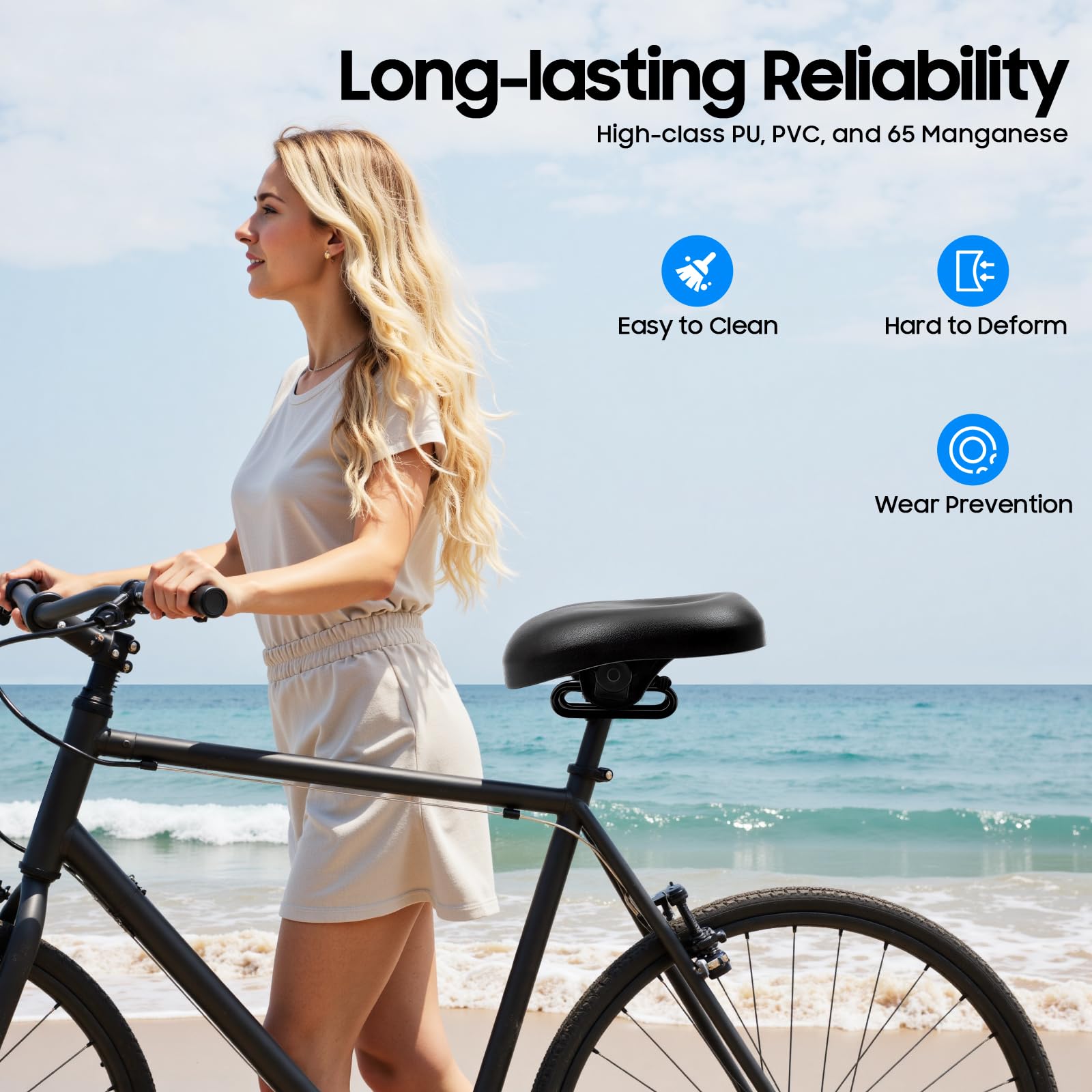 Selle de vélo Prostate ergonomique confortable avec support PU étanche Selle de vélo Largeur réglable 22-25 cm Selle universelle pour hommes et femmes Vélo d'appartement