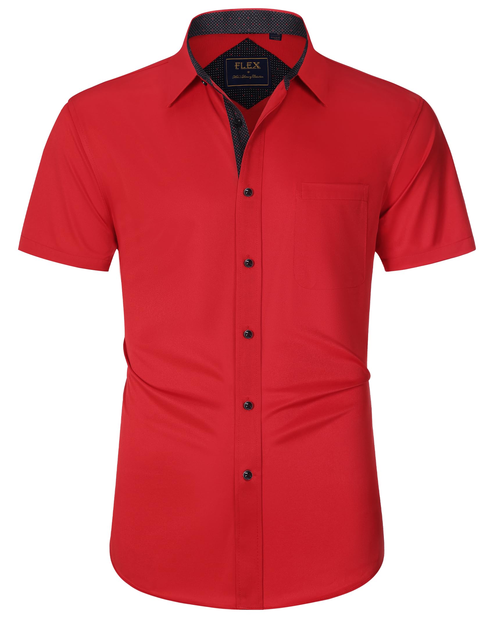 J.VER Herren Hemd Kurzarm Freizeithemd mit Tasche Regular fit Businesshemd Bügelleichte Oberteile Männer Modern