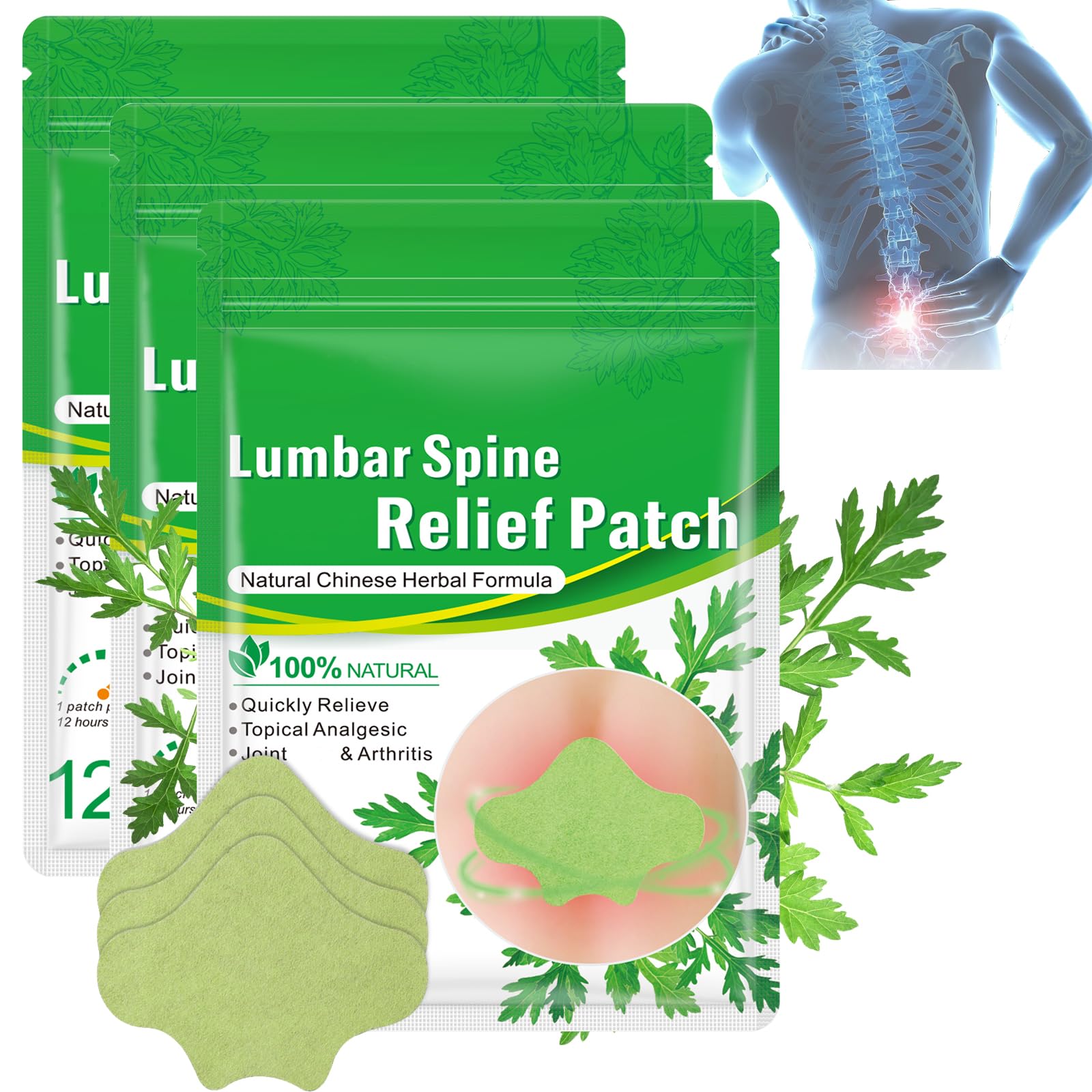 QIUCIAOLI 36PCS Natural Lumbar Patches, Warming Herbal Patches for Knee Joint Neck y Lumbar