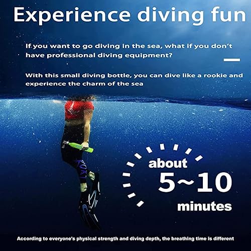 Miniatura 4 de GOYOJO Mini tanque de buceo de 0.5 litros, dispositivo de respiración submarina portátil de 5 a 10 minutos, cilindro de buceo portátil, kit de