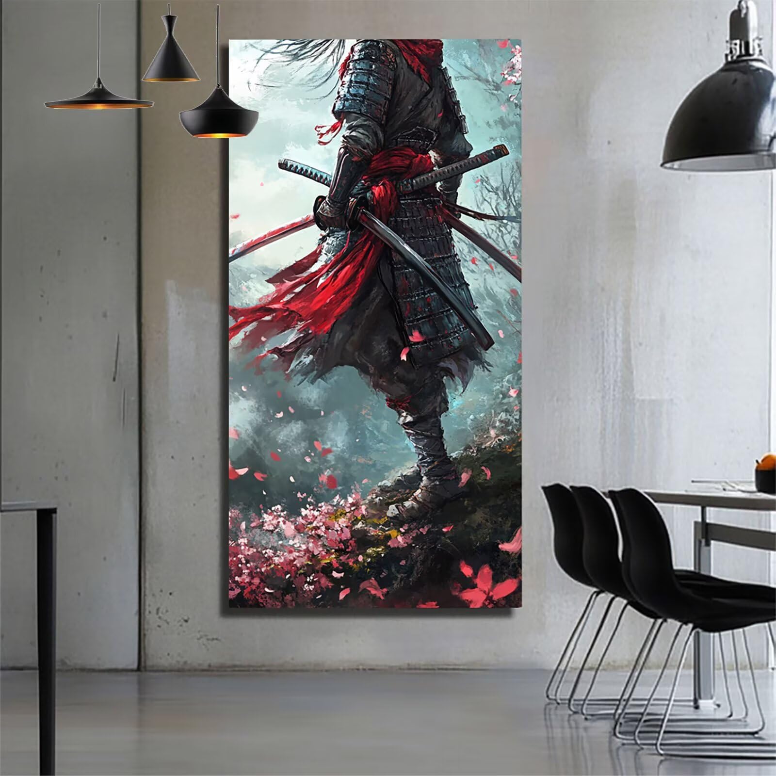 Malowanie po numerach, dla dorosłych i dzieci, japoński samuraj, malowanie po numerach na płótnie z akrylem i pędzlami, 61 x 122 cm, kompletny zestaw do malowania olejnego na płótnie kwiatowym, hobby