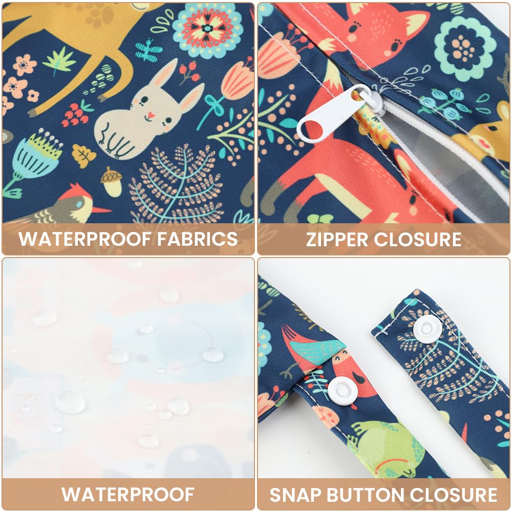 3 Piezas Bolsa de Pañales para Bebés,Bolsa Impermeable de Tela,Neceser Bebe,Reutilizable, Impermeable, Húmedo, con Cremallera, para Nadar, Acampar, Viajar, Fitness, Playa (Jirafa)