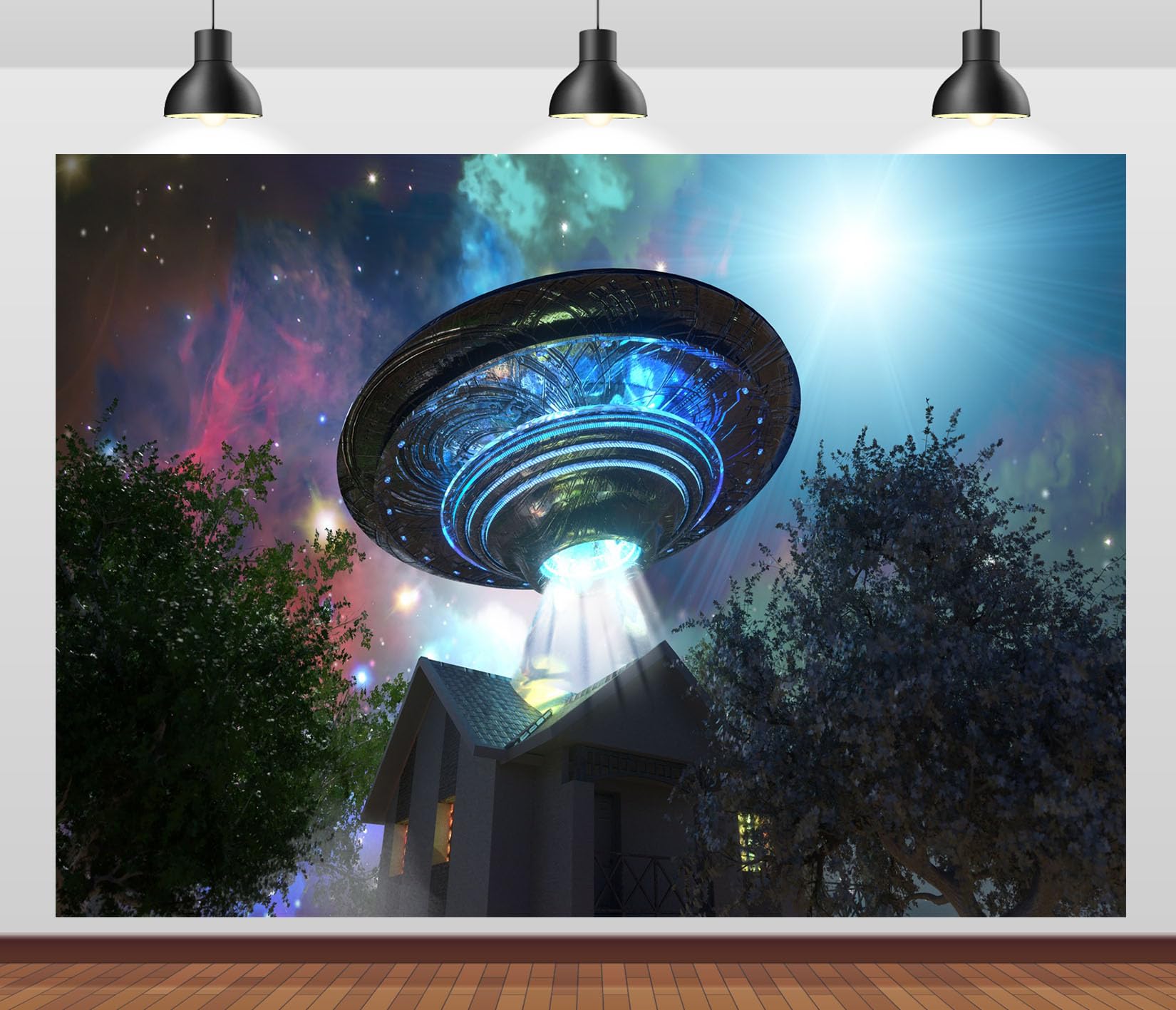 12x10FT (3.6x3m) UFO Sopra Casa Di Campagna Sfondo Fotografico