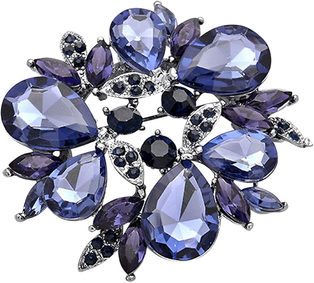 Rosemarie Collections Women's Sparkling Rhinestone Statement Brooch Pin (Pastel Multicolor): Clothing, Shoes & Jewelry