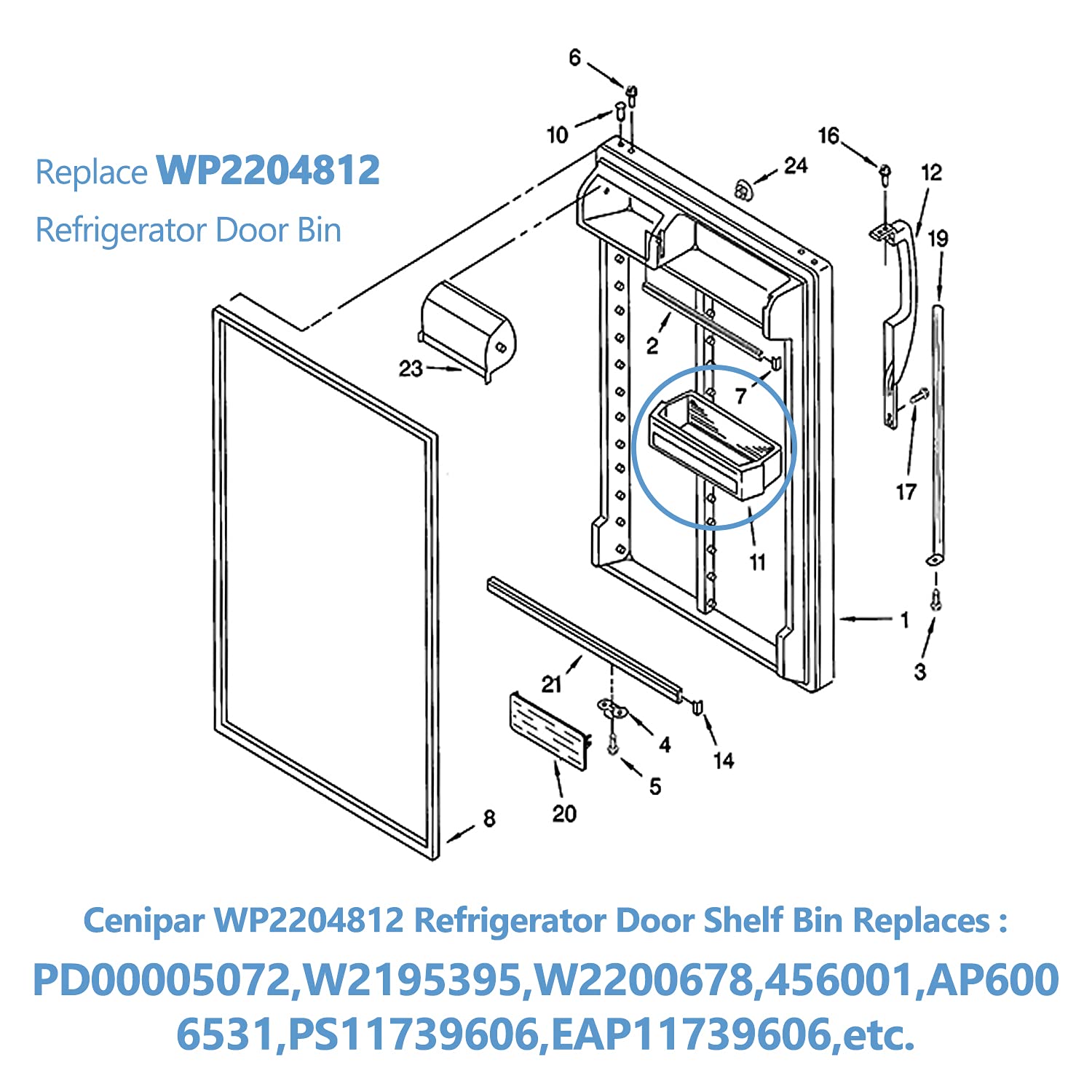 Amazon.com: Cenipar WP2204812 Refrigerator Door Shelf Bin  Replacement,Compatible with Whirl-pool,Ken-more,Replaces  2200678,2195395,456001 : Appliances