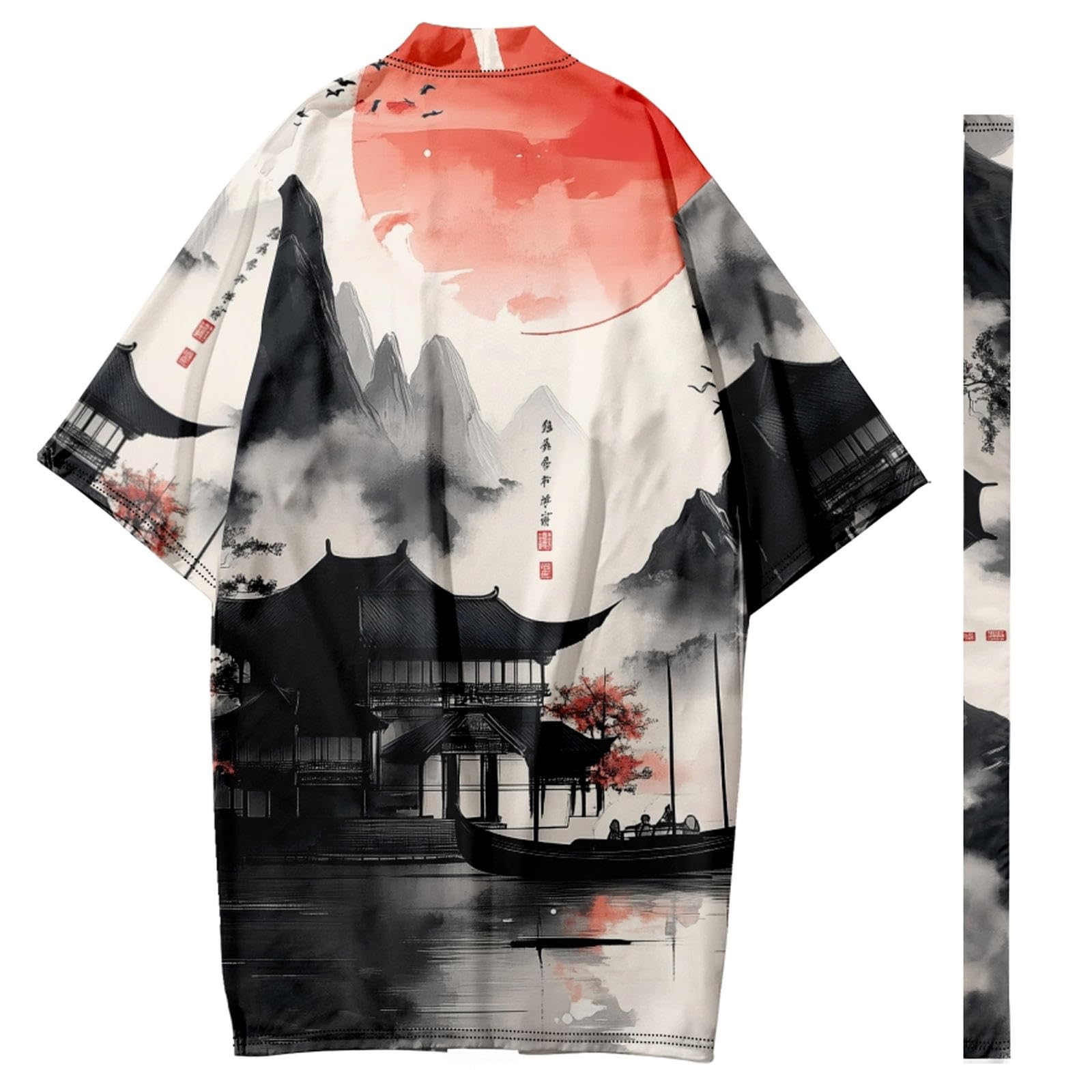 Mode japonaise yukata noir avec ceinture taille 4XL veste de style haori mixte