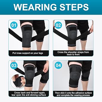 Plus Size Knee Support for Women Men Extra Large Brace 3xl 4xl 5xl for Obese People Arthritis Meniscus Tear Adjustable Knee Compression Sleeve for Sports Bodybuilding 2 Pack (Black, 5XL)