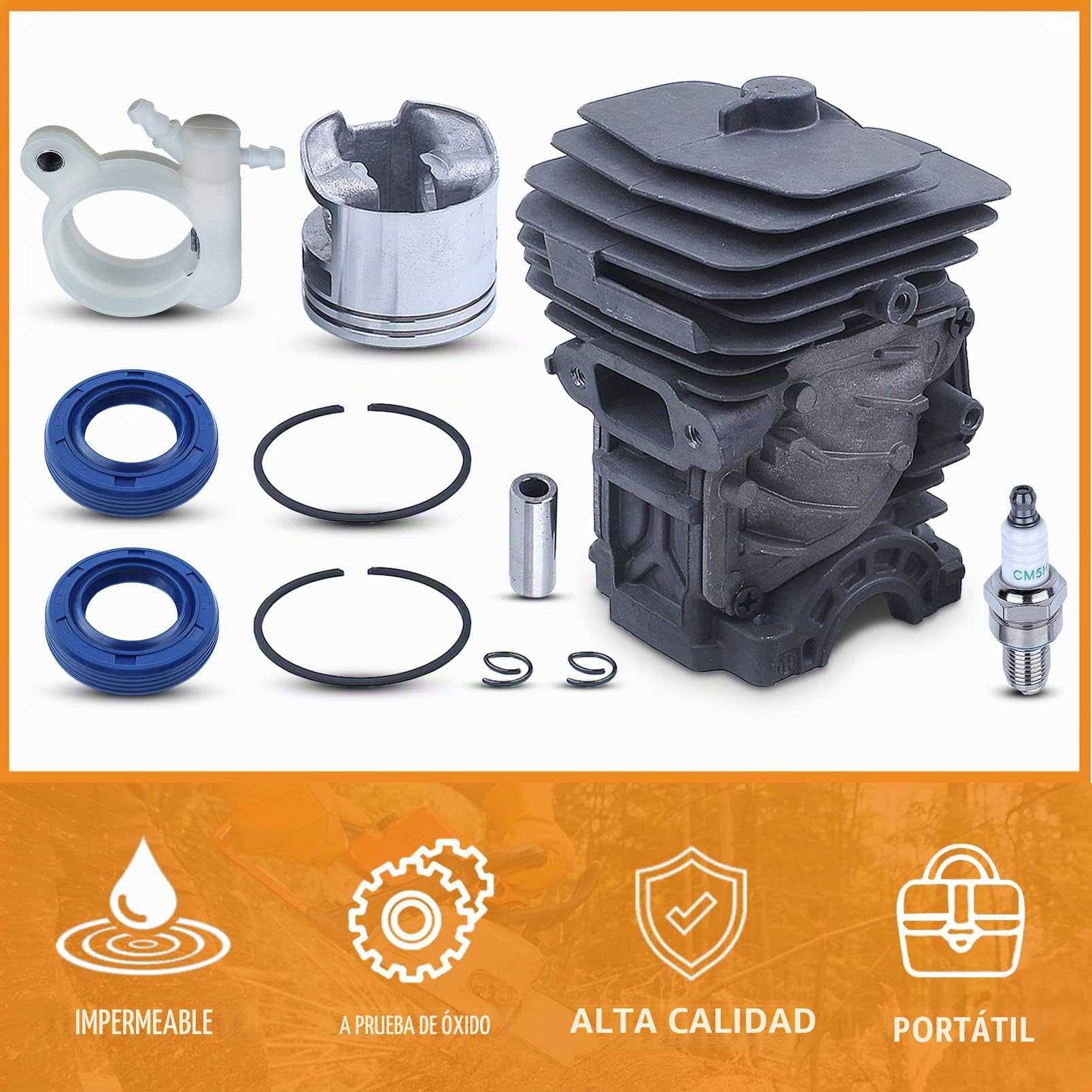 Kit de pistón de Cilindro Nikasil de 44 mm para Stihl MS251 MS 251 Motosierra con Revestimiento Interior