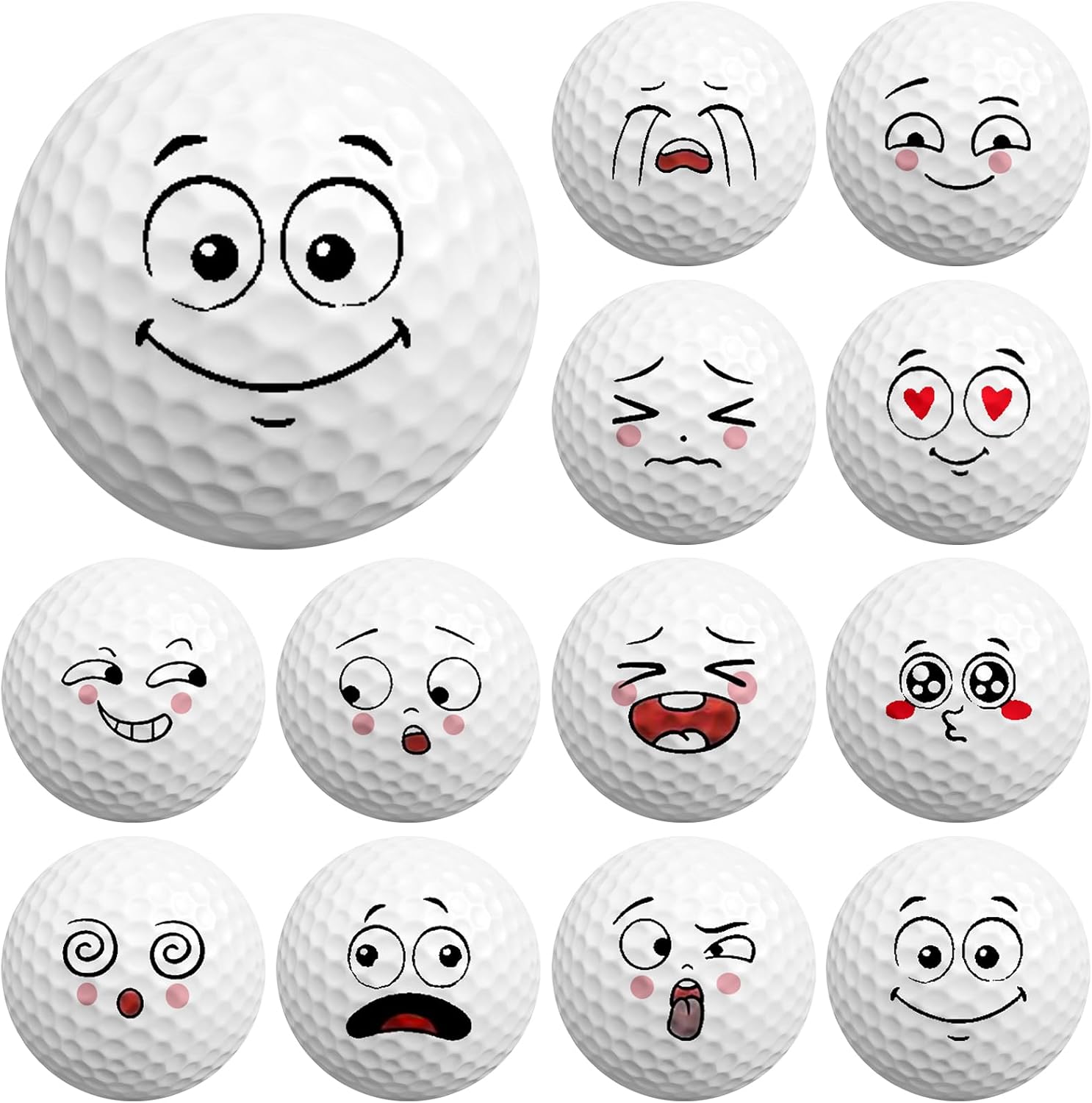 Syhood 12 Pcs Funny Golf Balls Gift Set Novelty Emotion Face Trick Golf Balls Cute Fun Practice Accessories for Teens Adult Golfers Birthday Gifts