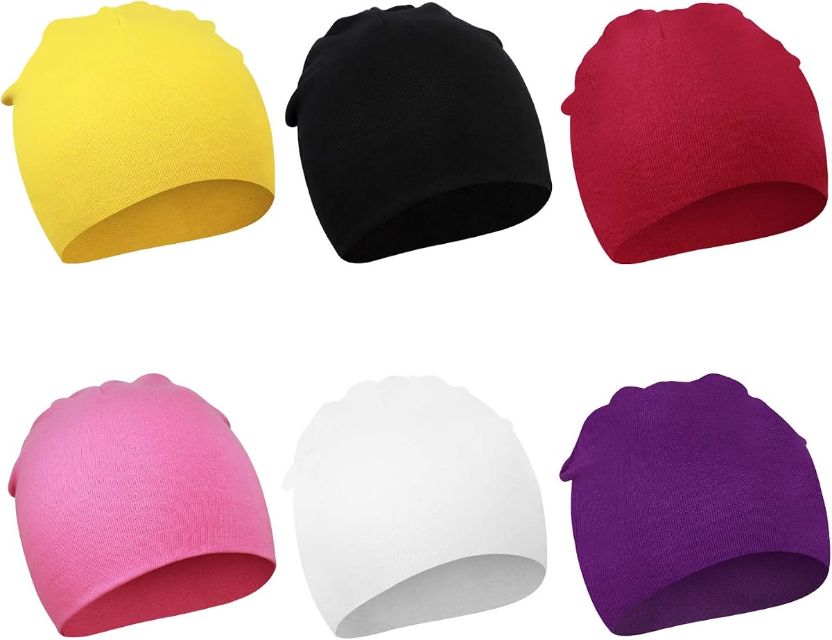 DRESHOW BQUBO Paquete de 6 gorros de bebé para niños y niñas, gorro de bebé unisex, gorro de punto suave, gorro de guardería para recién nacido, niño pequeño