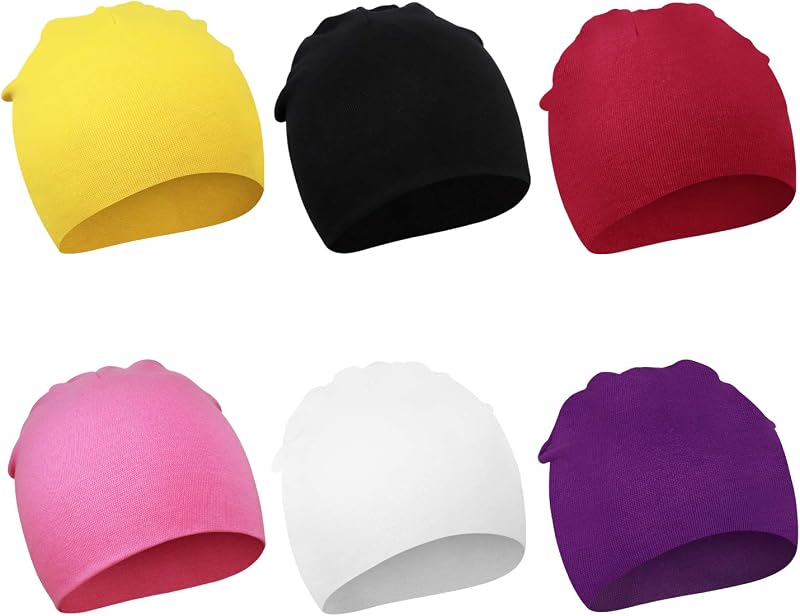 DRESHOW BQUBO Paquete de 6 gorros de bebé para niños y niñas, gorro de bebé unisex, gorro de punto suave, gorro de guardería para recién nacido, niño pequeño