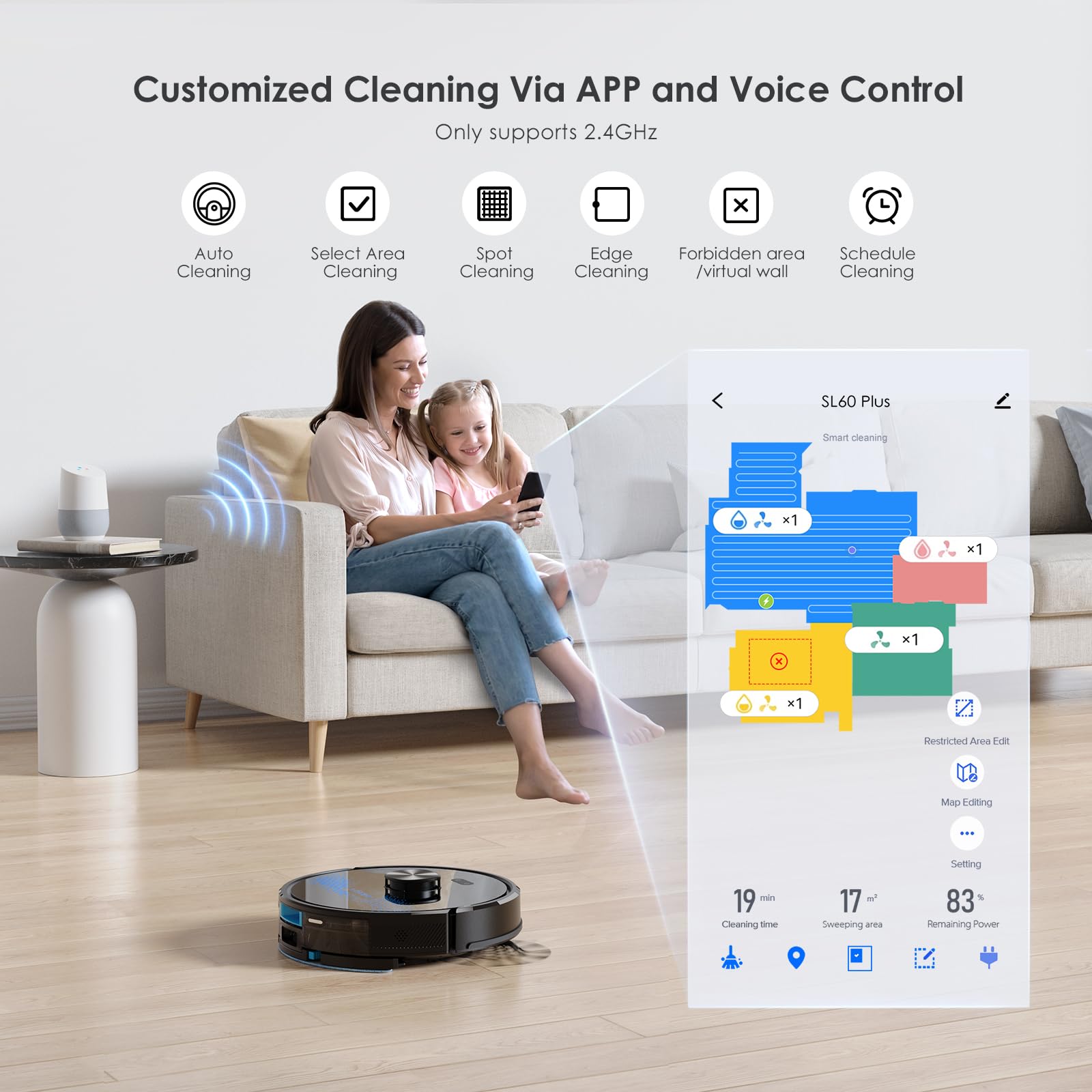 Lubluelu SL60 Plus Self Empty Robot Vacuum: LDS9.0 Laser Navigation for Precise Route Planning, 3 Cleaning Modes, Self Charging with Breakpoint Resume, for Pet Hair, Hardwood and Carpets