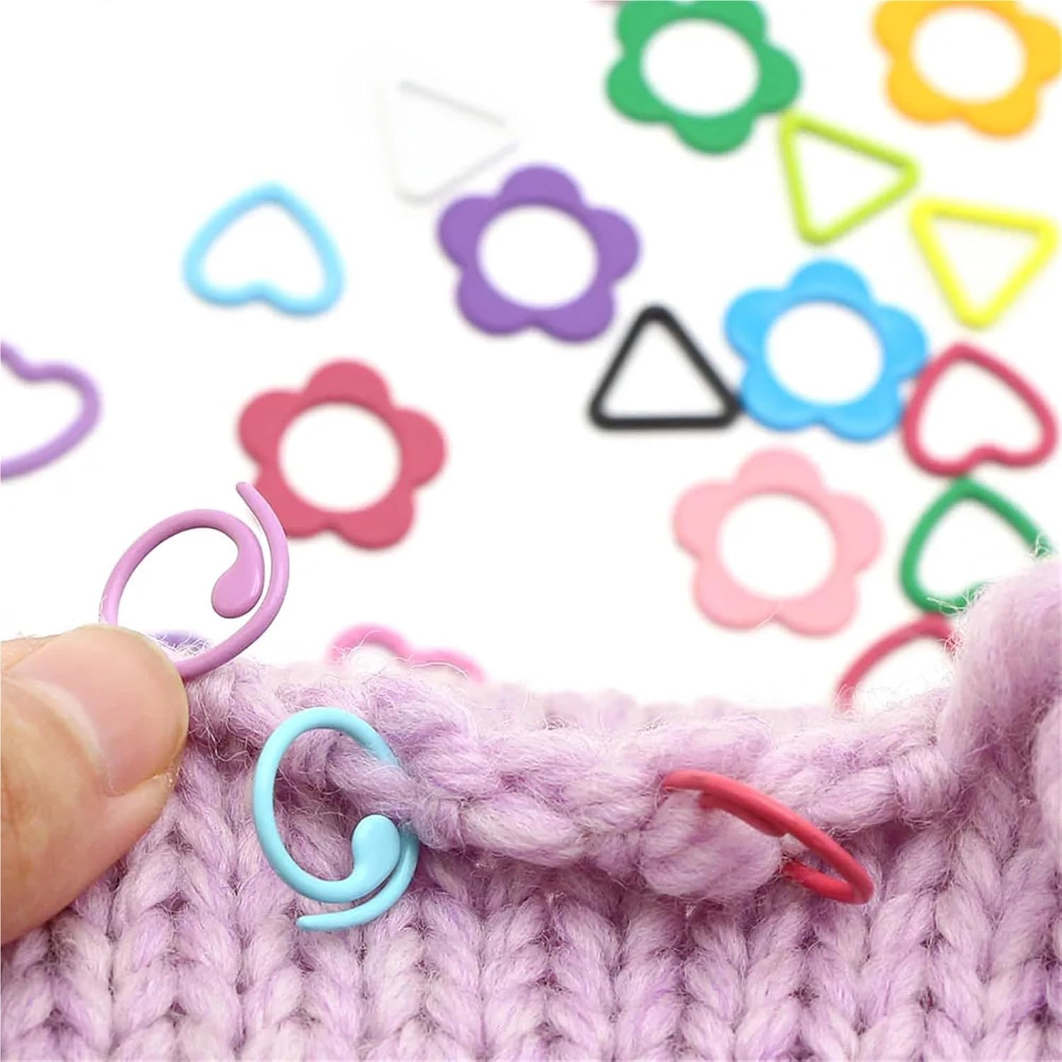 Crochet Markers 120pcs Spiral Heart Knitting Markers Metal Crochet Locking Random Color Sew Accessories for Craft(2)