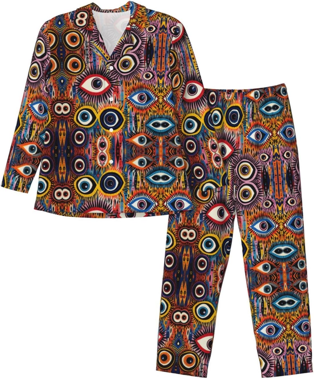 Eyes Print Luxurious Mens Pajamas Set,Breathable Pajamas Set,Perfect For Lounging Bed,Sofa