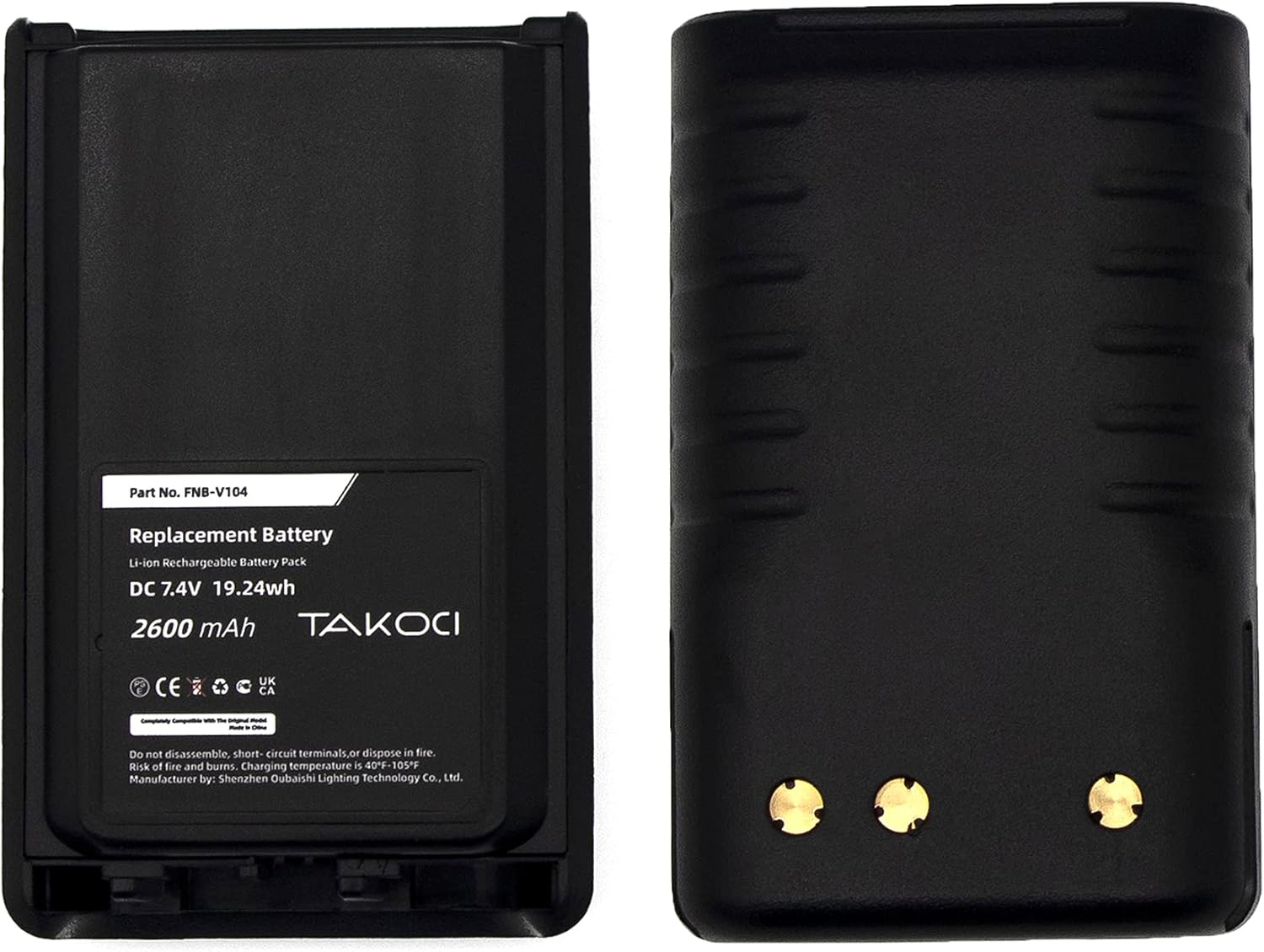 2-Pack 7.4V 2600mAh FNB-V104Li Li-ion Large Capacity Radio Battery Compatible for Yaesu Vertex VX-230 VX-231 VX-231L VX-234 Two Way Radio