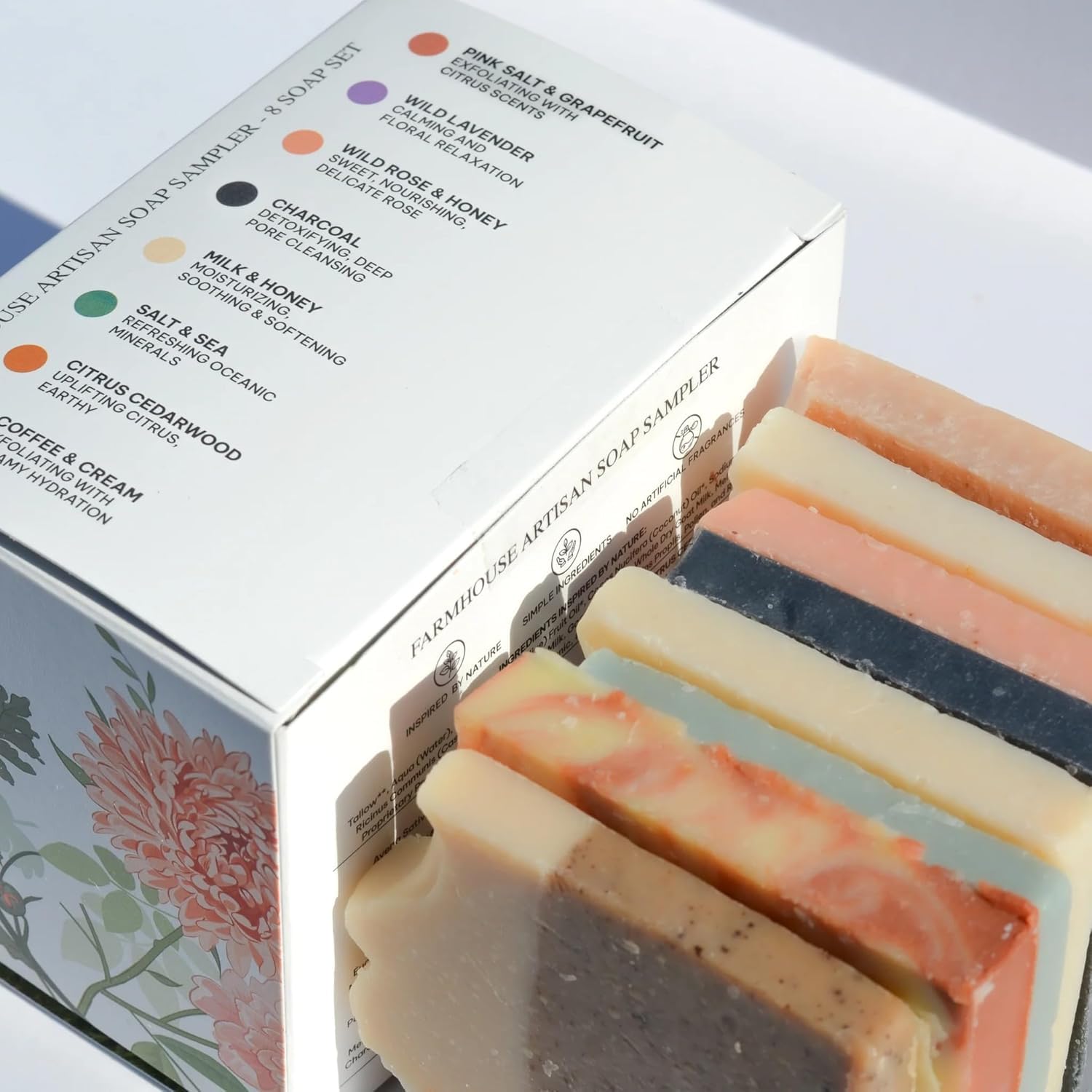 Pretty farm girl Soap Sampler Gift Kit – Set of 8 Handcrafted Bars with Honey and Kefir