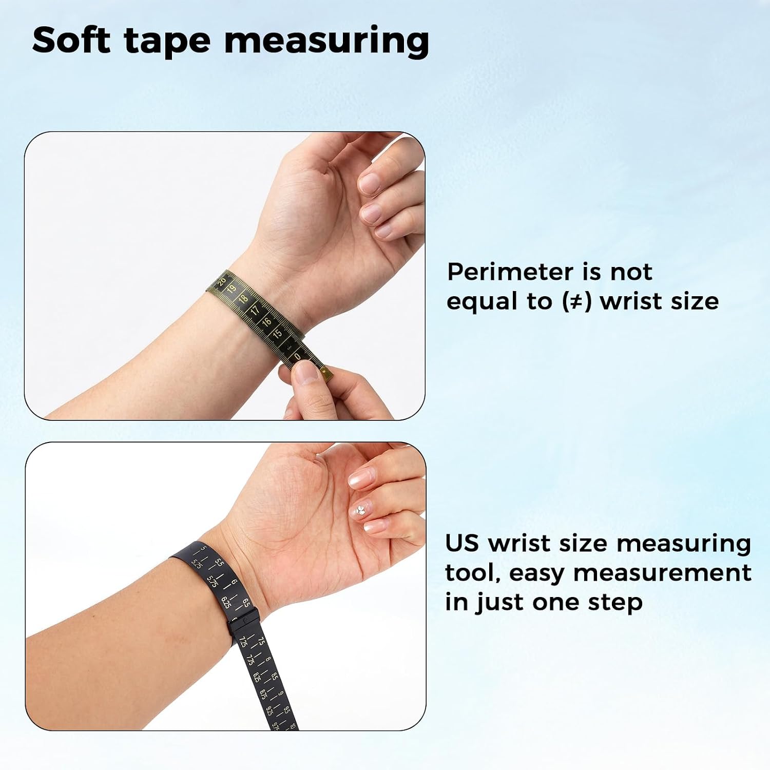 NQEUEPN 2pcs Wrist Measurement Tool for Bracelet, Bracelet Sizer (Black)