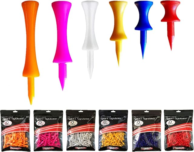 Castle Golf Tees Plastic Unbreakable Mixed Sizes or Same Heights Value 100 Count, Golf Practice Tee for Mats Stable Durable Size 1 1/2, 1 3/4, 2, 2 1/4, 2 3/4 Color Blue Yellow Pink Orange White