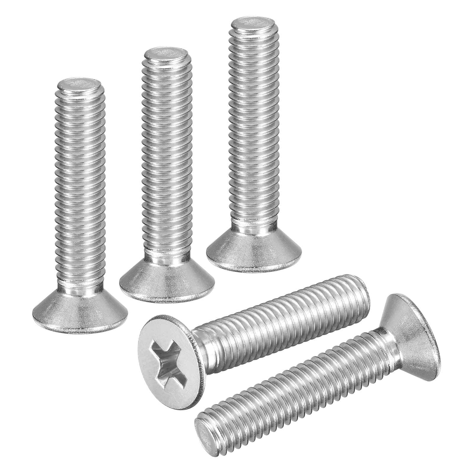 DTGN M5-0.8x25 Flat Head Countersunk Machine Screws - 50pcs - Good for Furniture and Machinery - 304 Stainless Steel Phillips Machine Screws Bolts - Silver