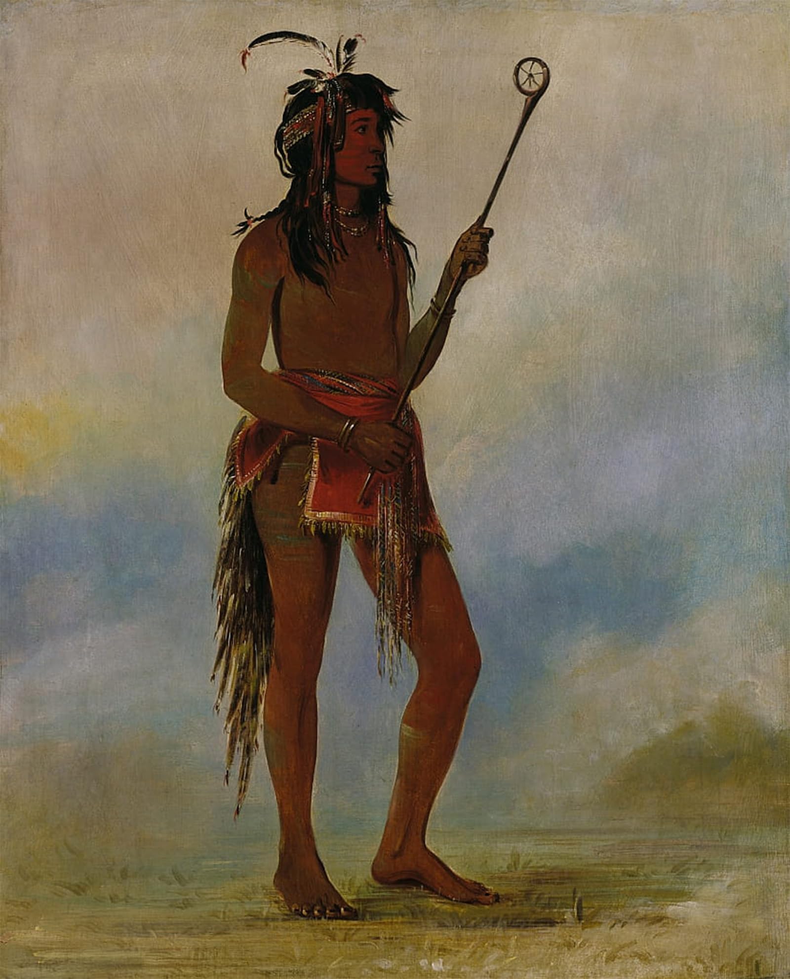 ARTXLXXBN Famous Print Painting Colorful Art Print He Who Stands on Both Sides a Distinguished Ball Player by George Catlin Canvas Art Decorations for Home Decor 60x90cm