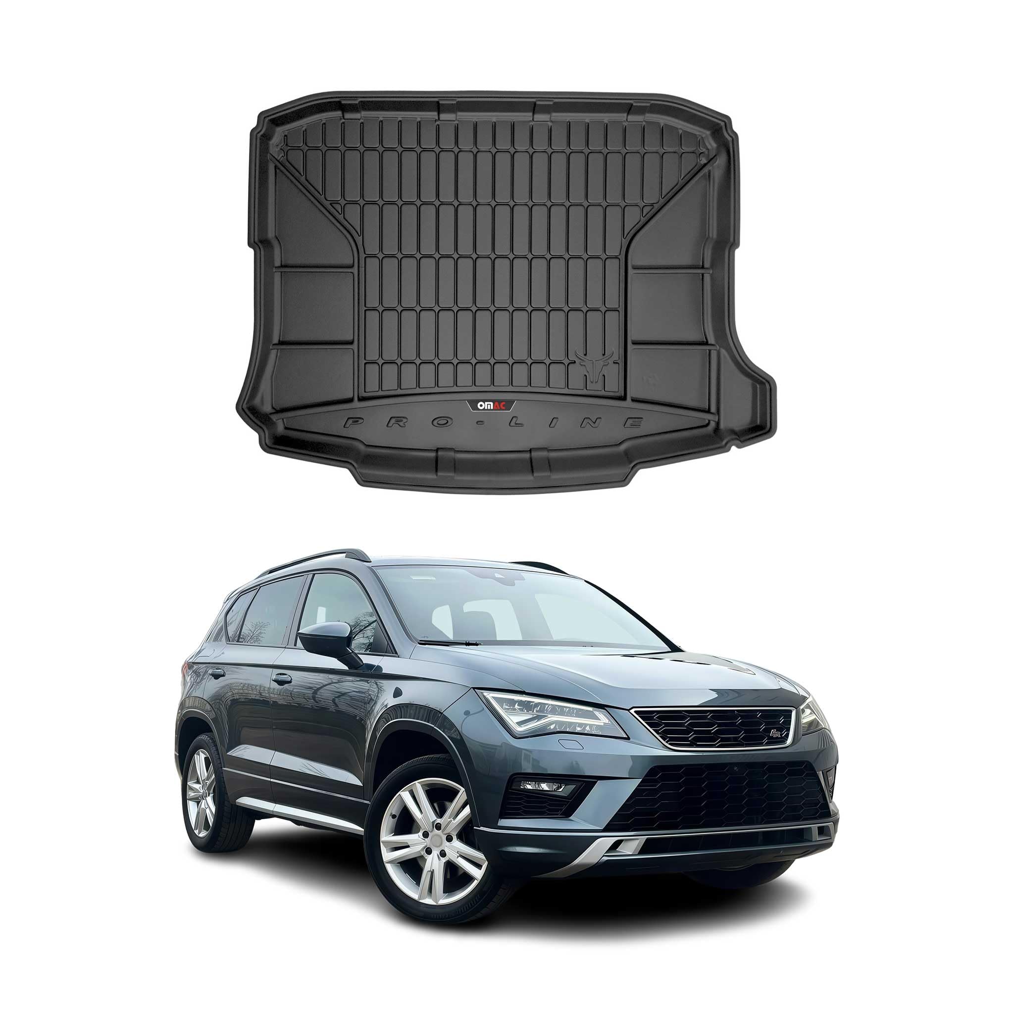 OMAC Gummi Kofferraumwanne kompatibel mit Seat Ateca 2016-2026 TPE Laderaumwanne Schwarz