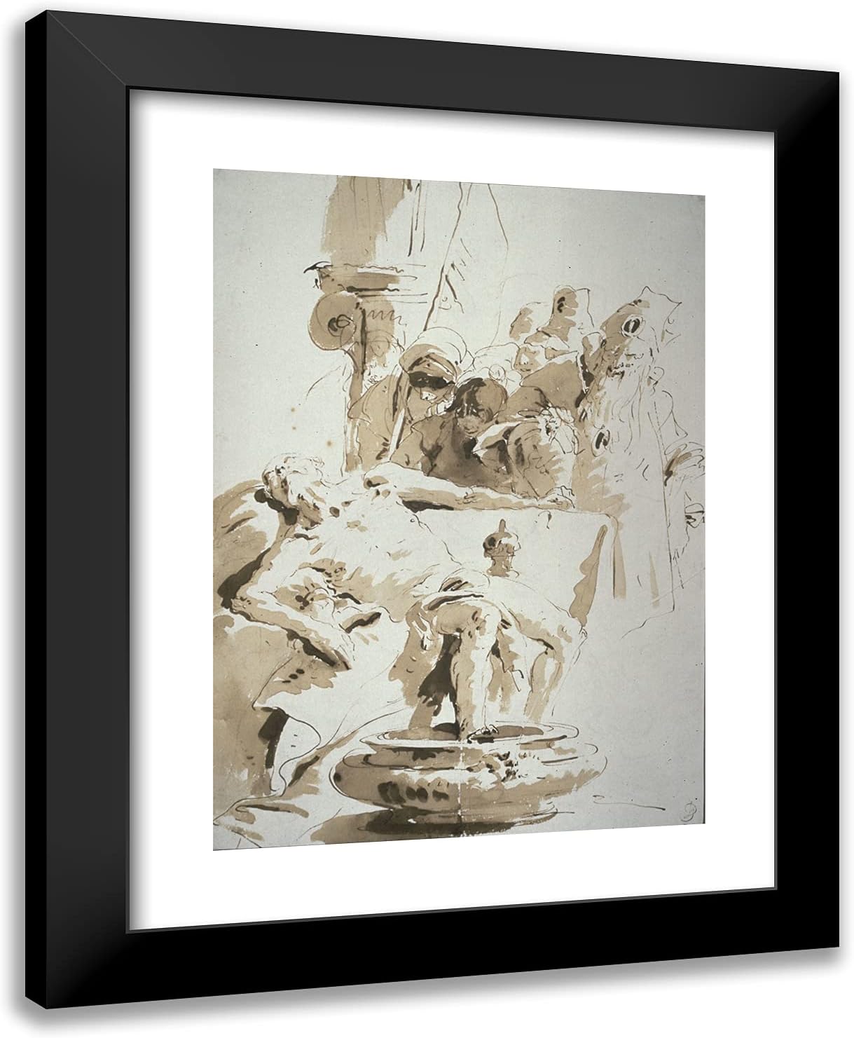ArtDirect Giovanni Battista Tiepolo 19x24 Black Modern Framed and Double Matted Art Print Titled Fantasy on The Death of Seneca